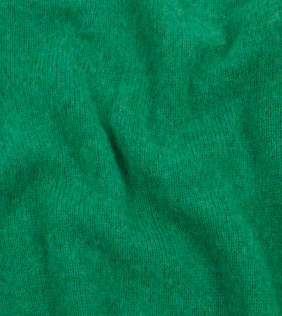 Green Brushed Shetland Crew Neck Jumper