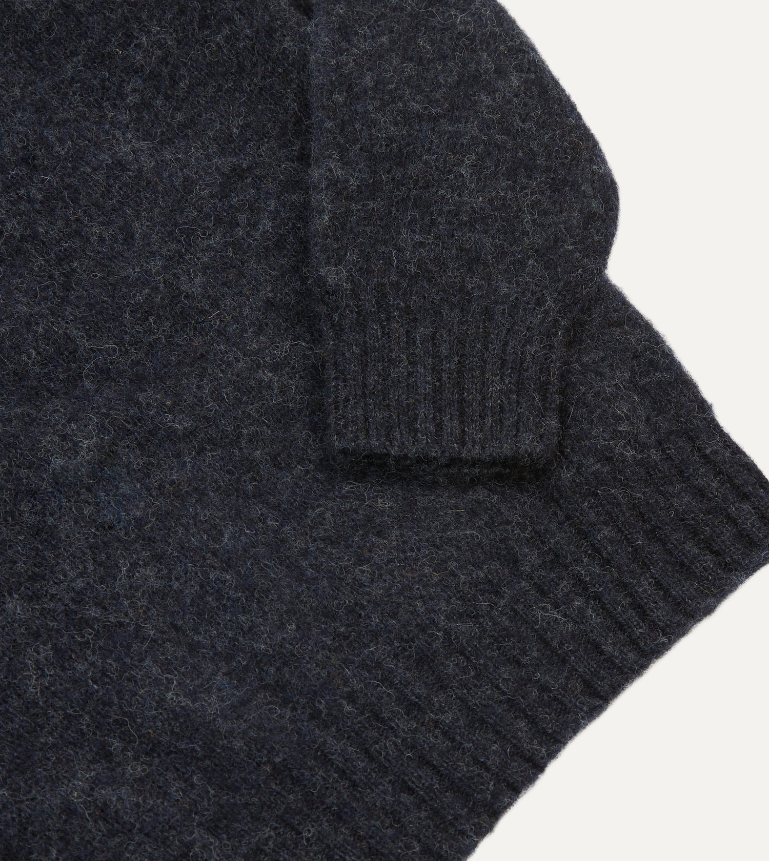 Dark Grey Brushed Shetland Crew Neck Jumper