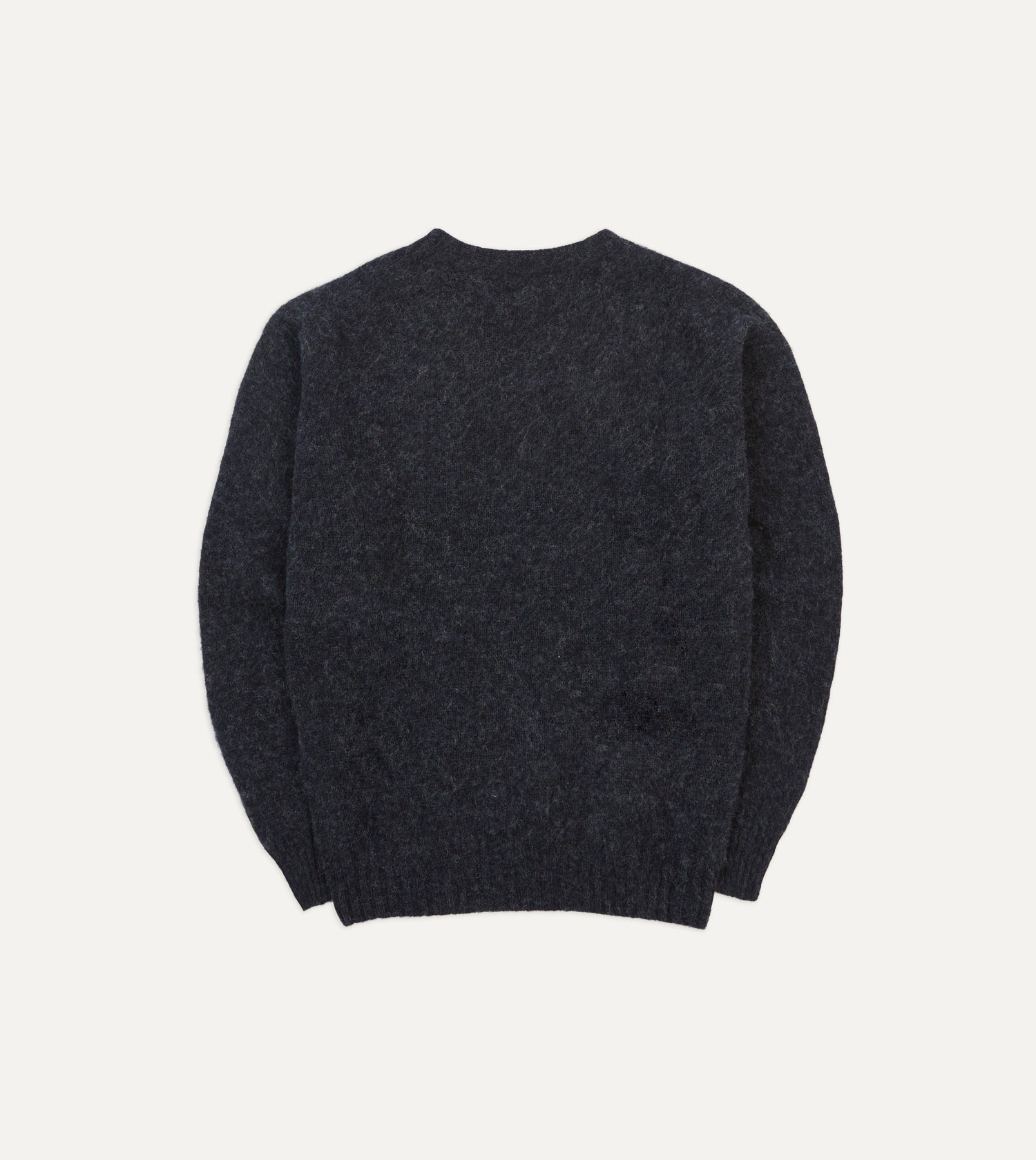 Dark Grey Brushed Shetland Crew Neck Jumper