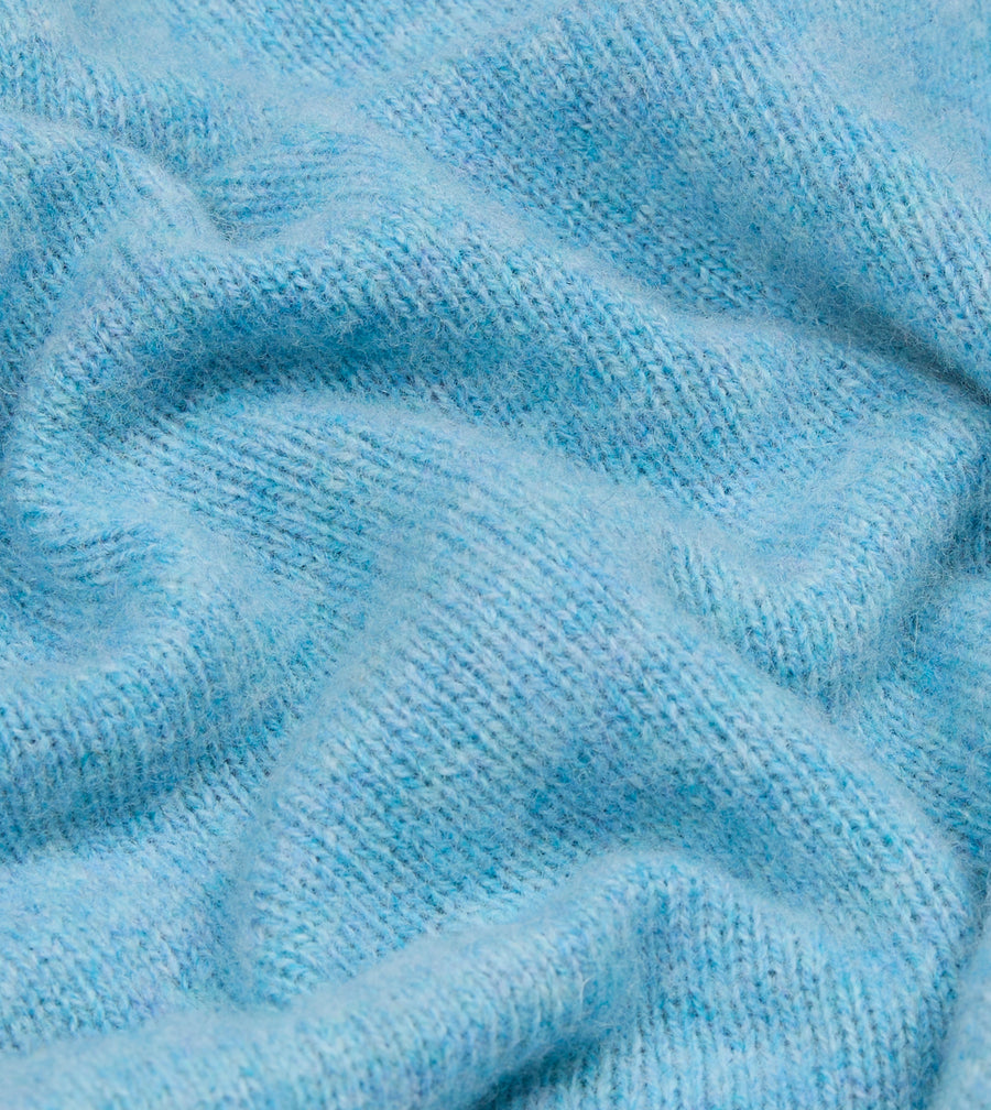 Sky Blue Brushed Shetland Crew Neck Jumper