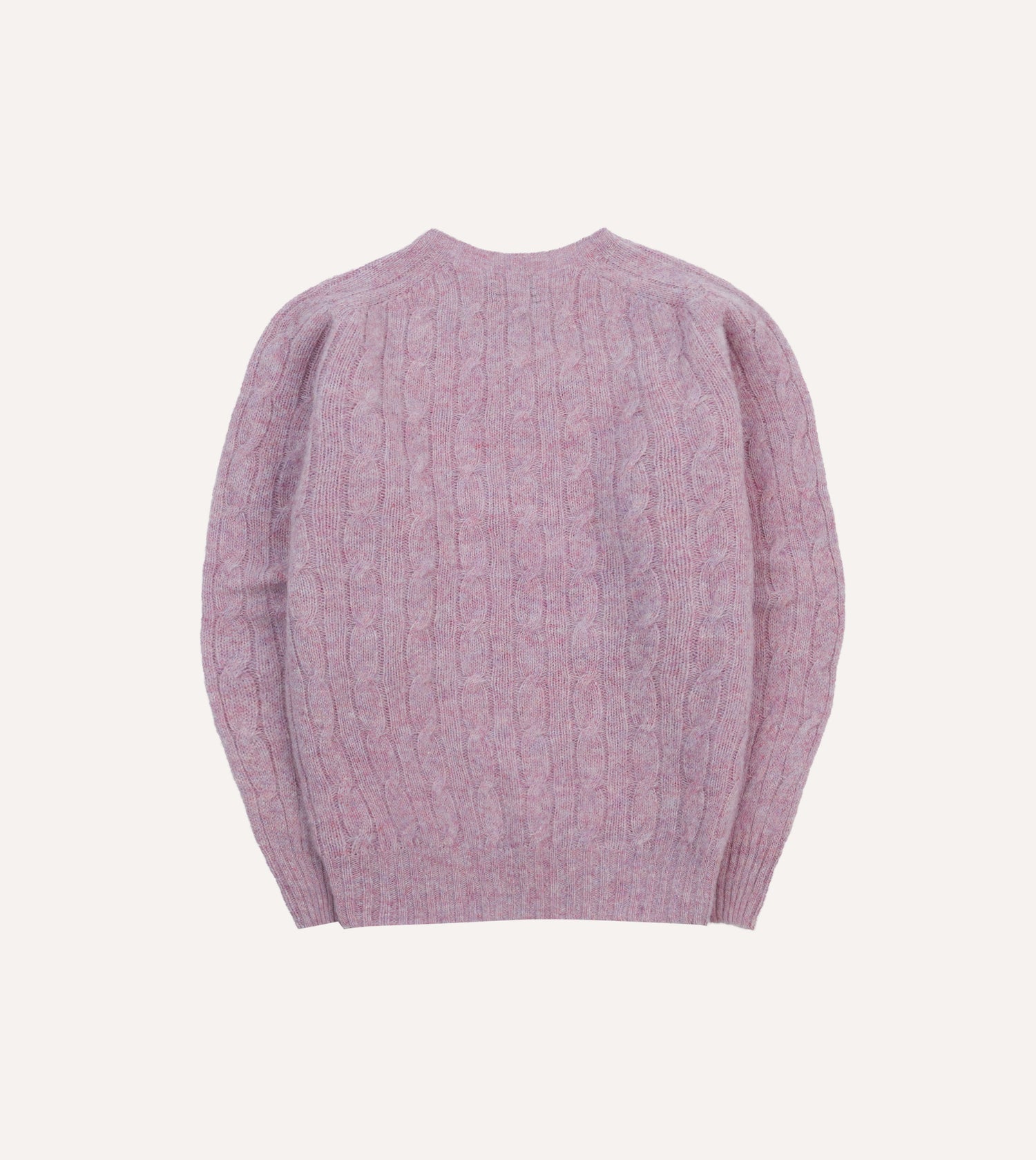 Lilac Brushed Cable Knit Shetland Crew Neck Jumper