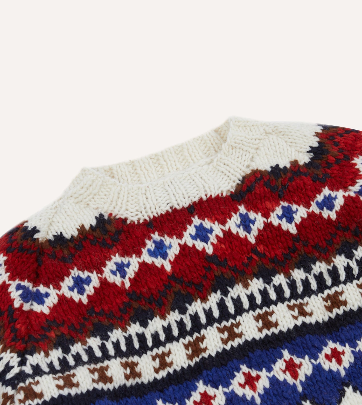 Chamula for Drake's Ecru and Red Fairisle Merino Jumper