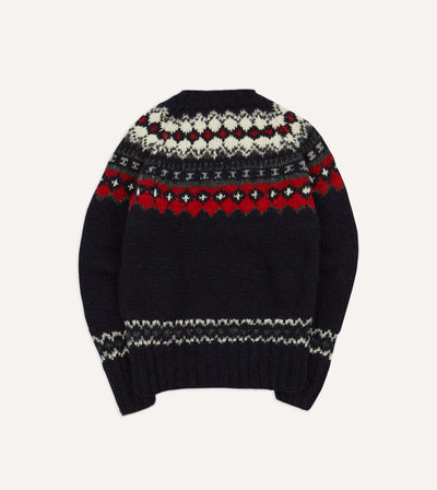 Chamula for Drake's Navy and Red Fairisle Merino Jumper – Drakes US