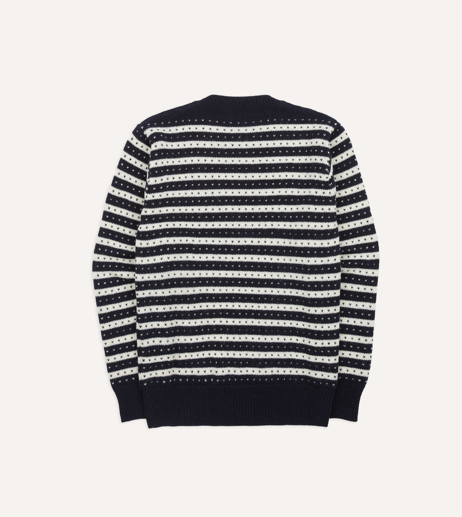 Norwegian Striped Birdseye Wool Alpaca Crew Neck Jumper