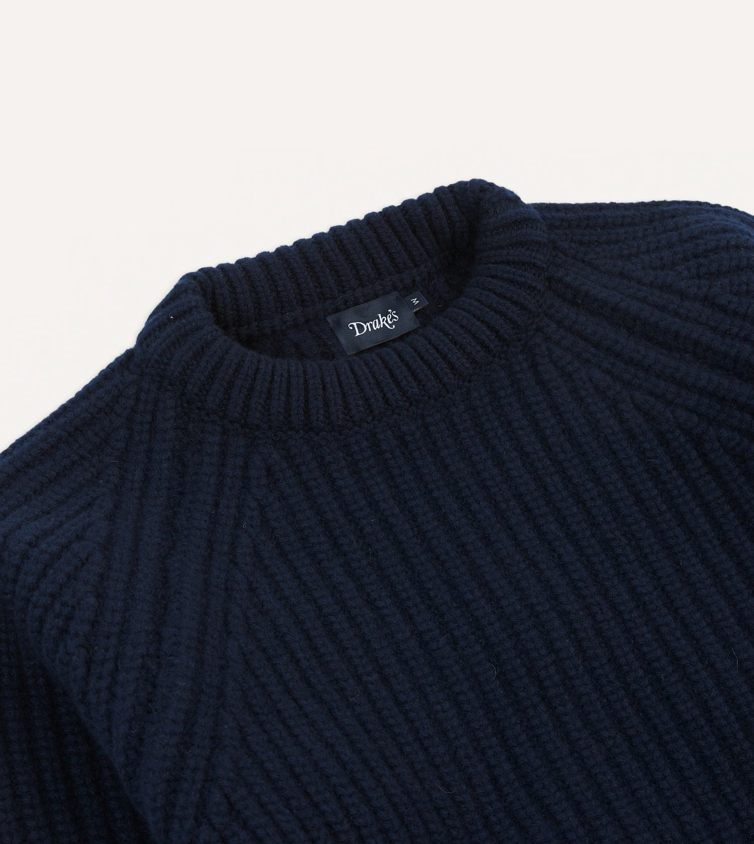 Navy Lambswool Heavy Gauge Fisherman Crew Neck Jumper