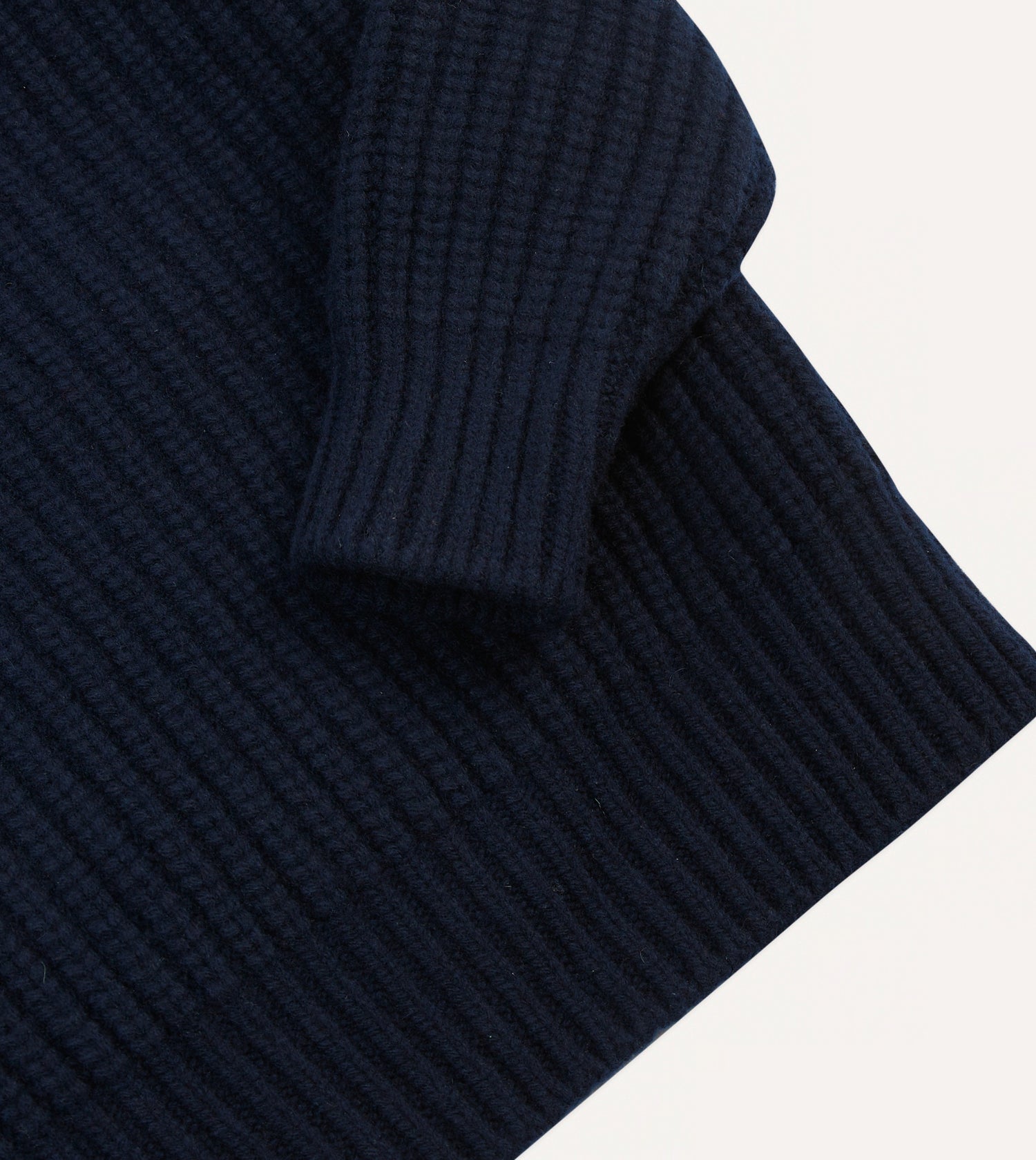 Navy Lambswool Heavy Gauge Fisherman Crew Neck Jumper