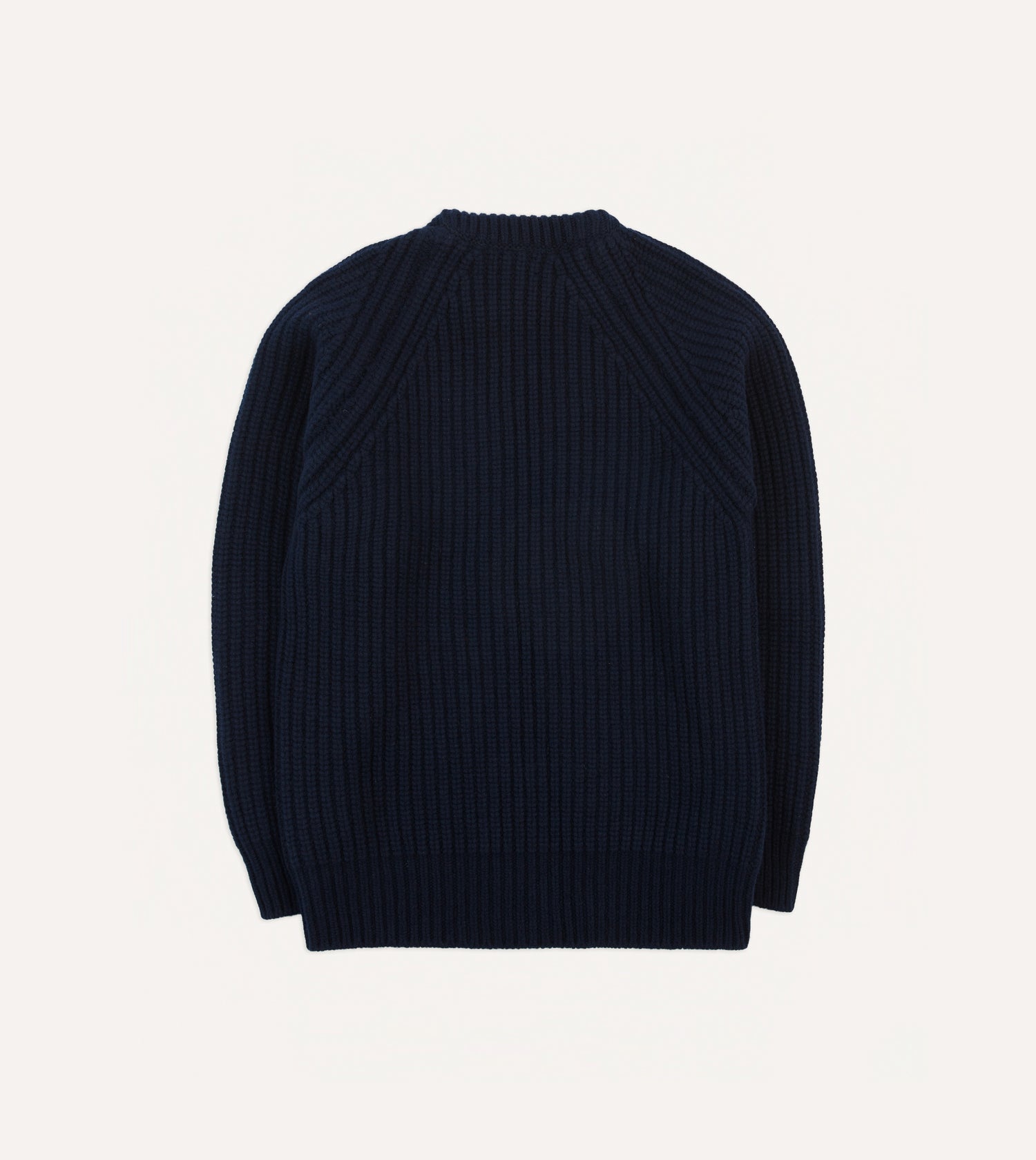 Navy Lambswool Heavy Gauge Fisherman Crew Neck Jumper