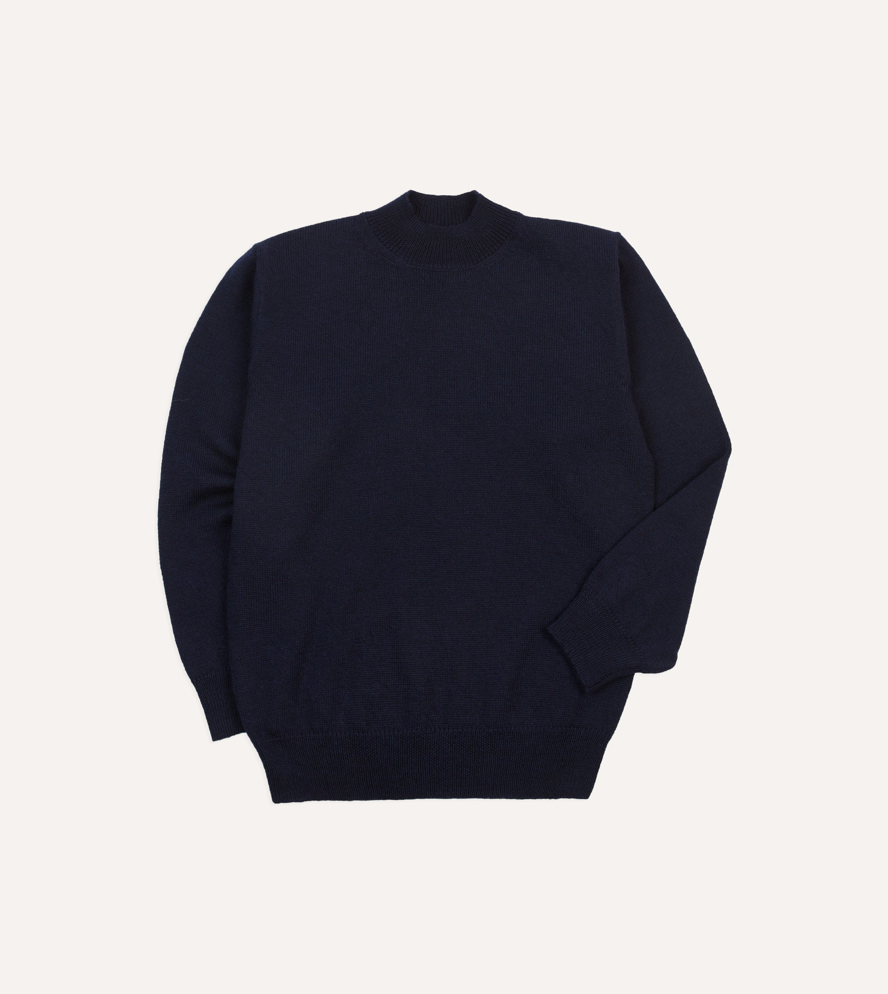 Navy Wool Mock Neck Jumper