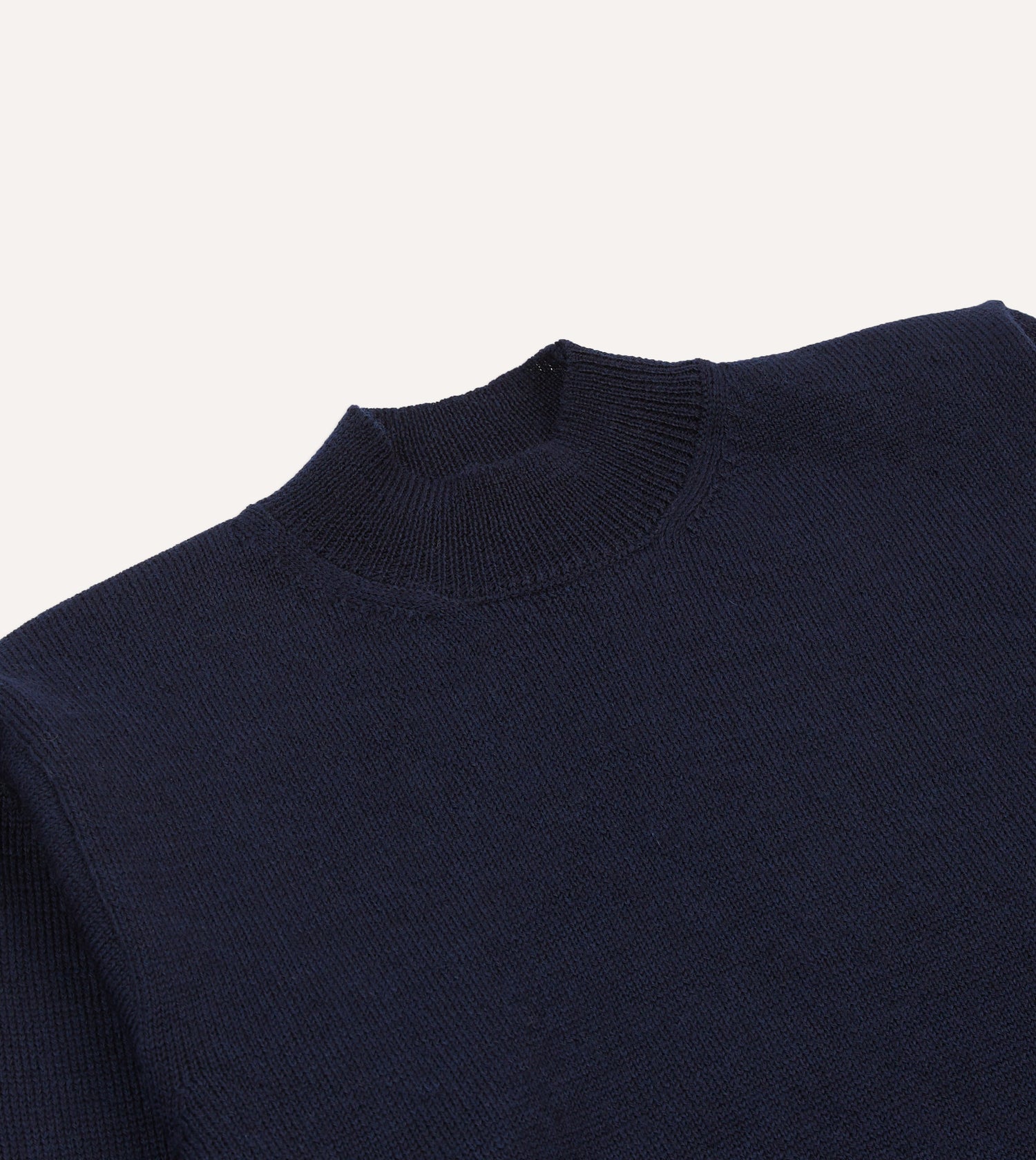 Navy Wool Mock Neck Jumper