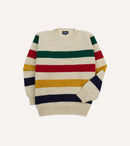 Ecru Multi Thick Stripe Brushed Shetland Crew Neck Jumper