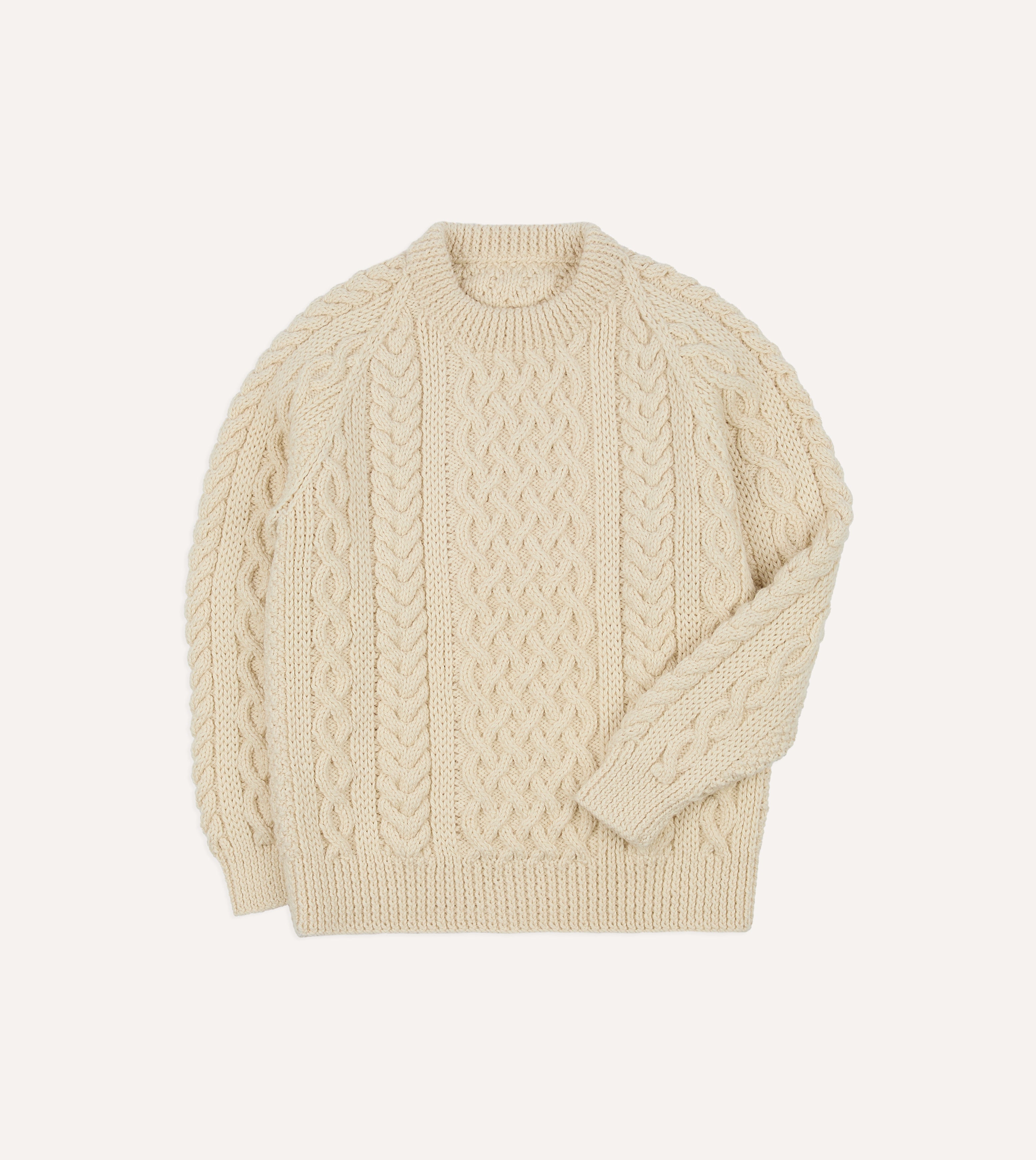 Ecru Wool Aran Jumper