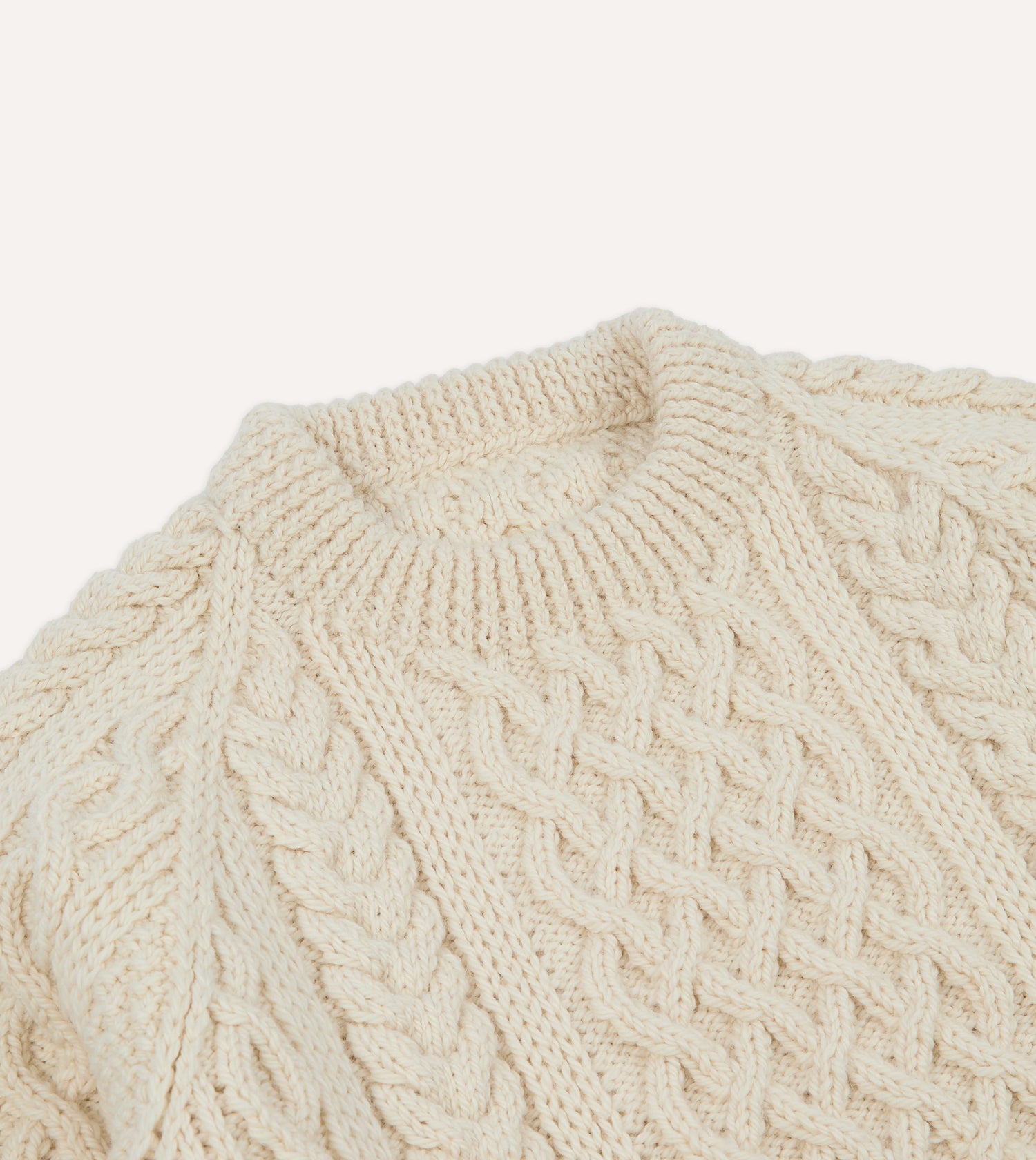 Ecru Wool Aran Jumper