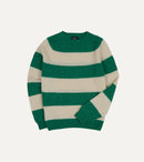 Green and Ecru Stripe Brushed Shetland Crew Neck Jumper