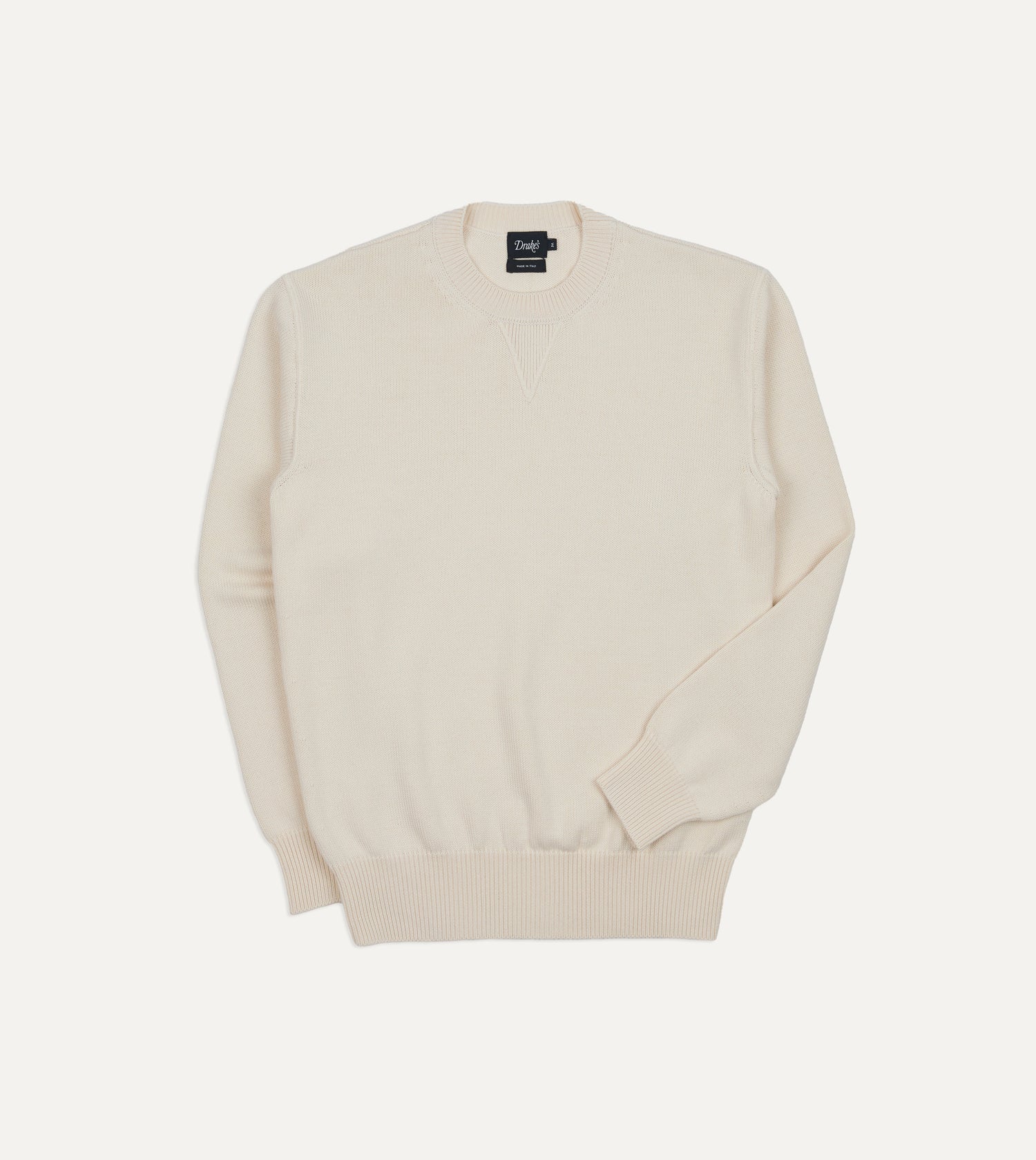 Ecru Wool-Cotton Knit Sweatshirt