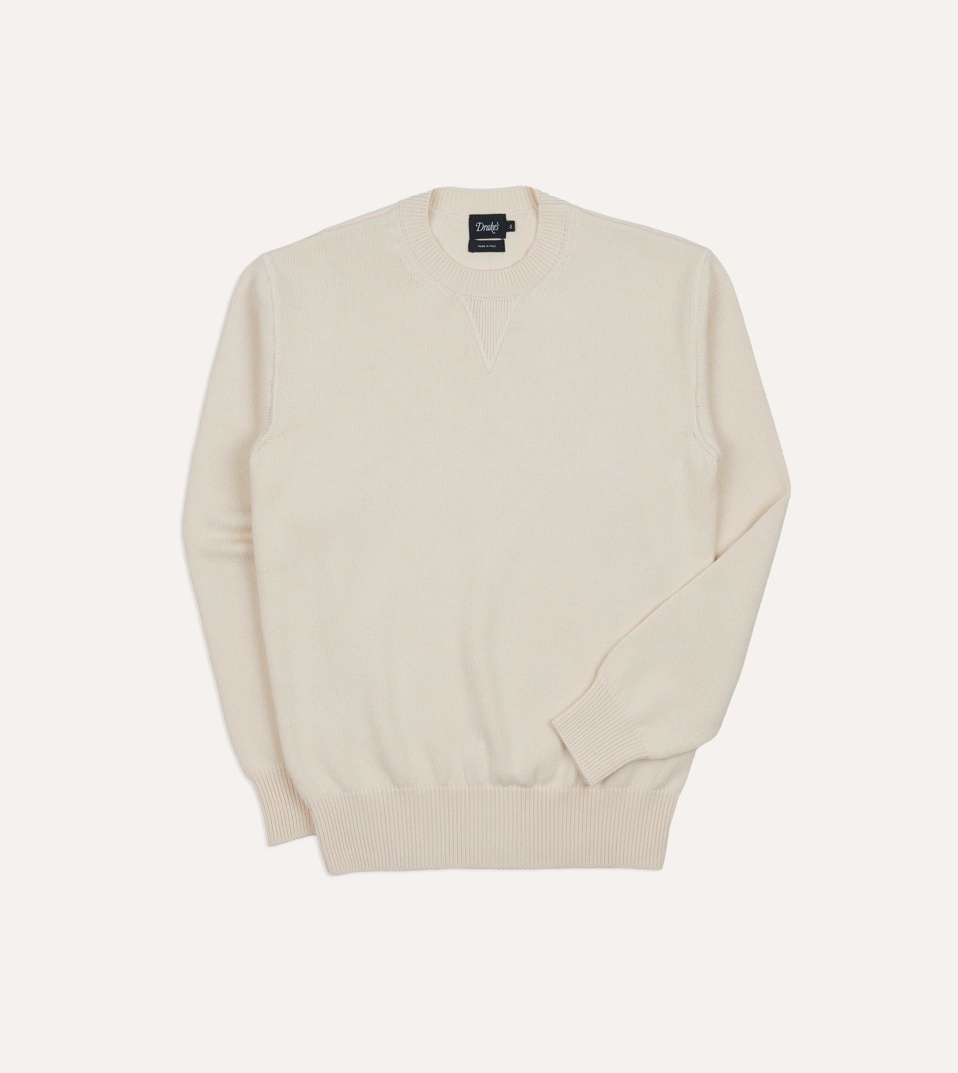 Ecru Wool-Cotton Knit Sweatshirt