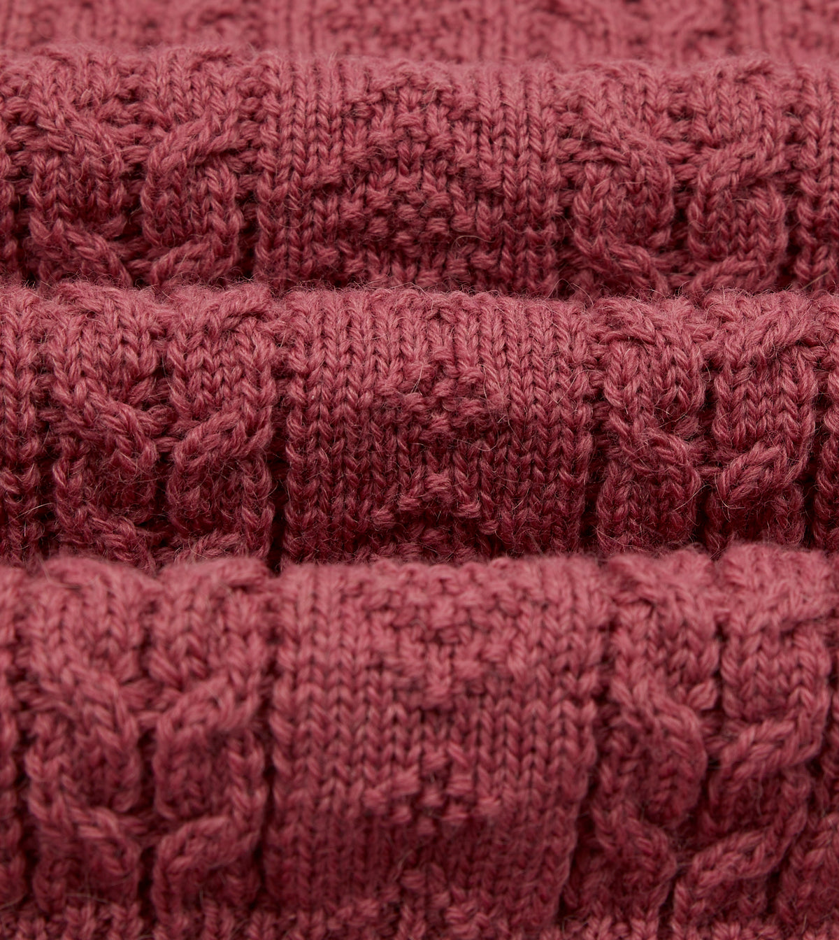 Pink Wool-Alpaca Cable Knit Crew Neck Jumper