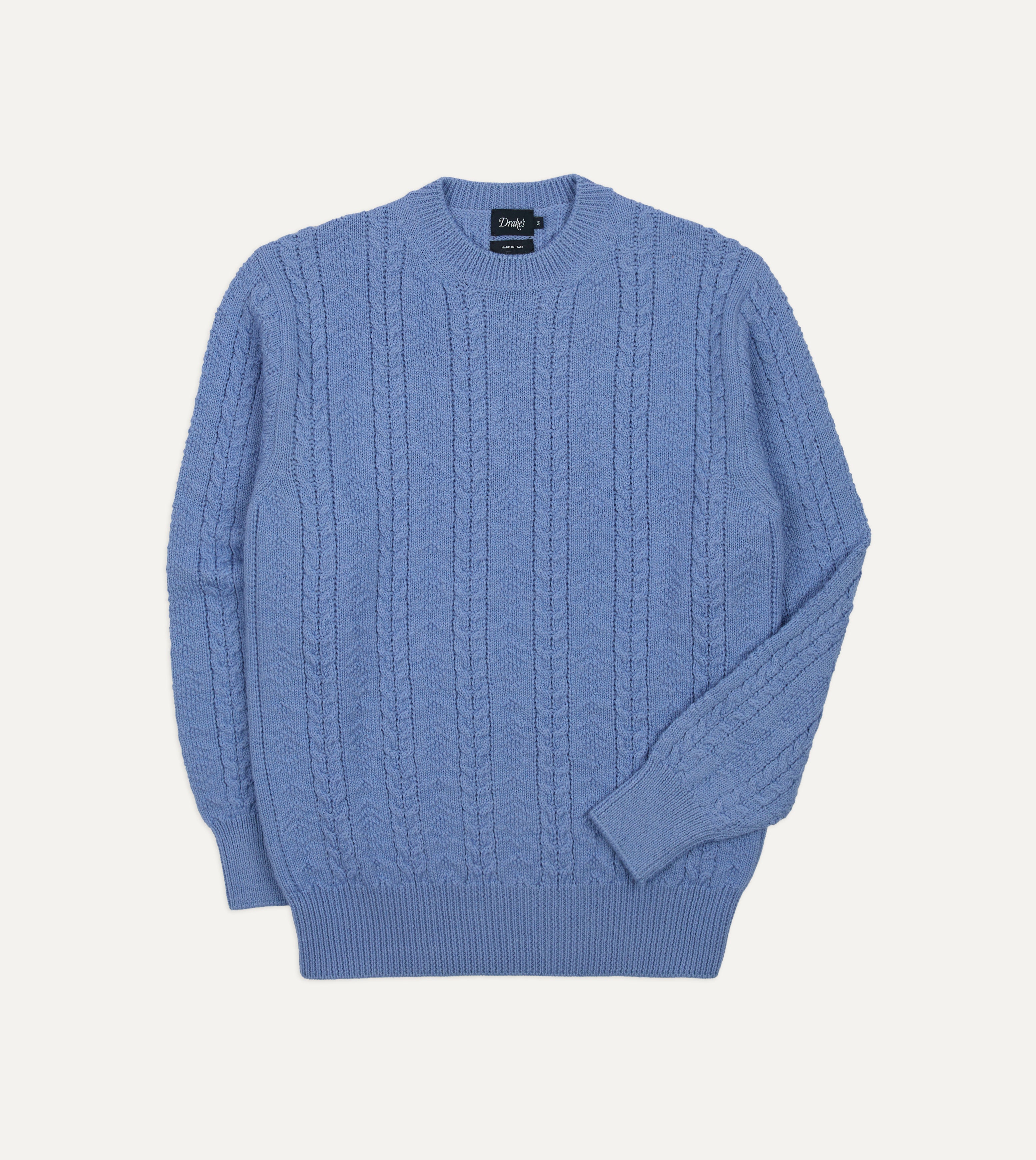 Lilac Wool-Alpaca Cable Knit Crew Neck Jumper – Drakes US