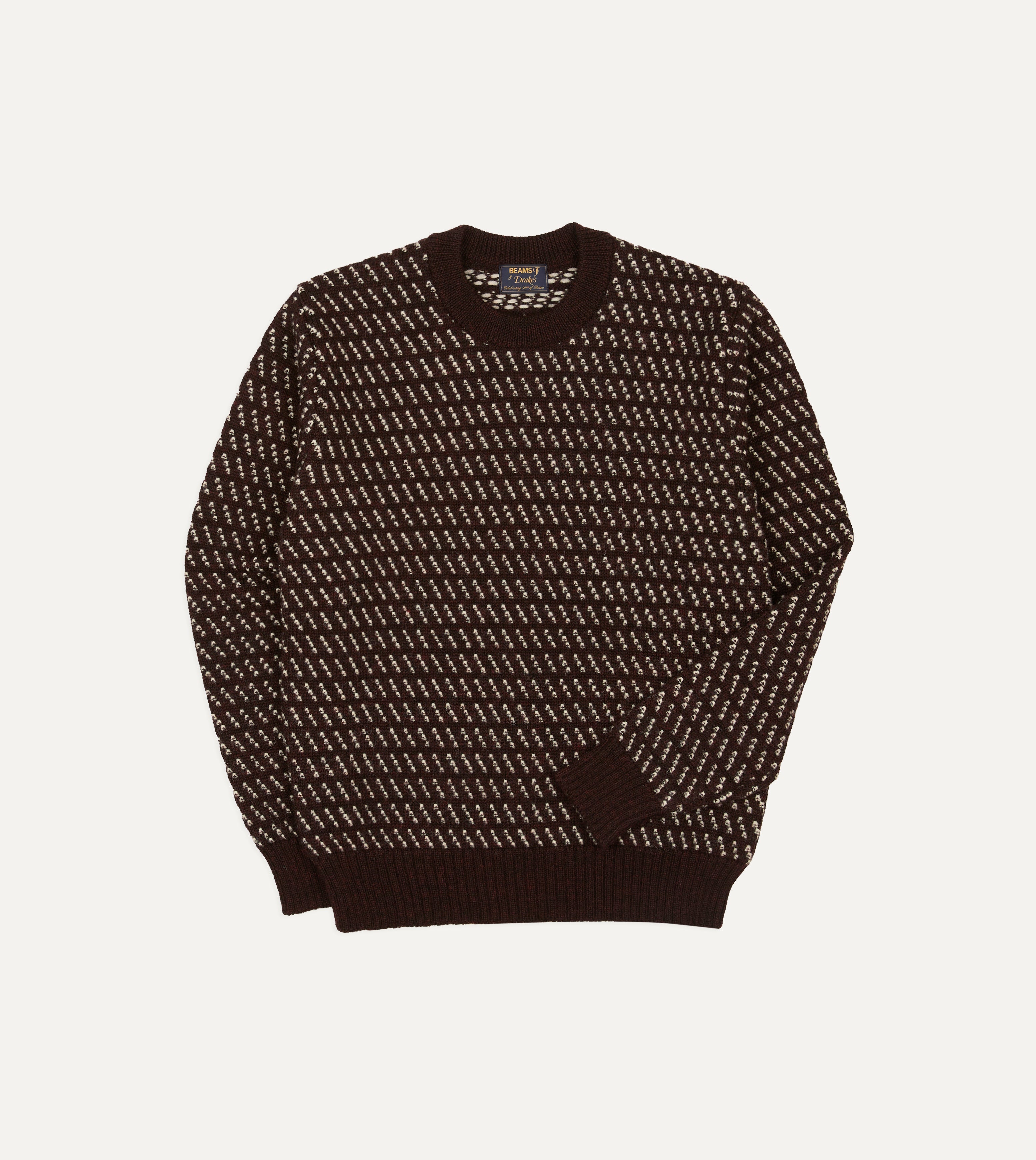 BEAMS F & Drake’s Norwegian Birdseye Wool Crew Neck Jumper