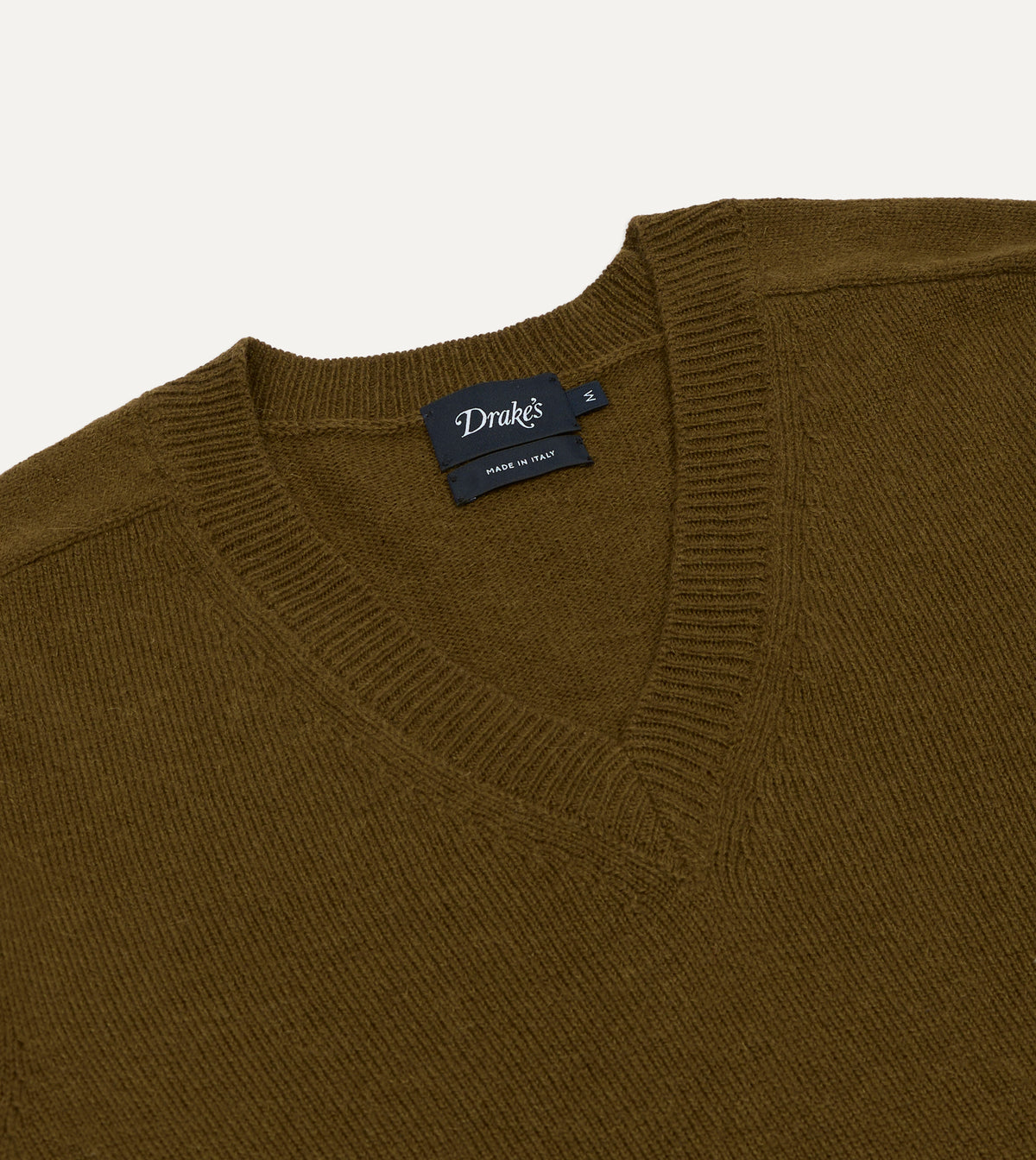 Olive Wool-Alpaca V-Neck Jumper
