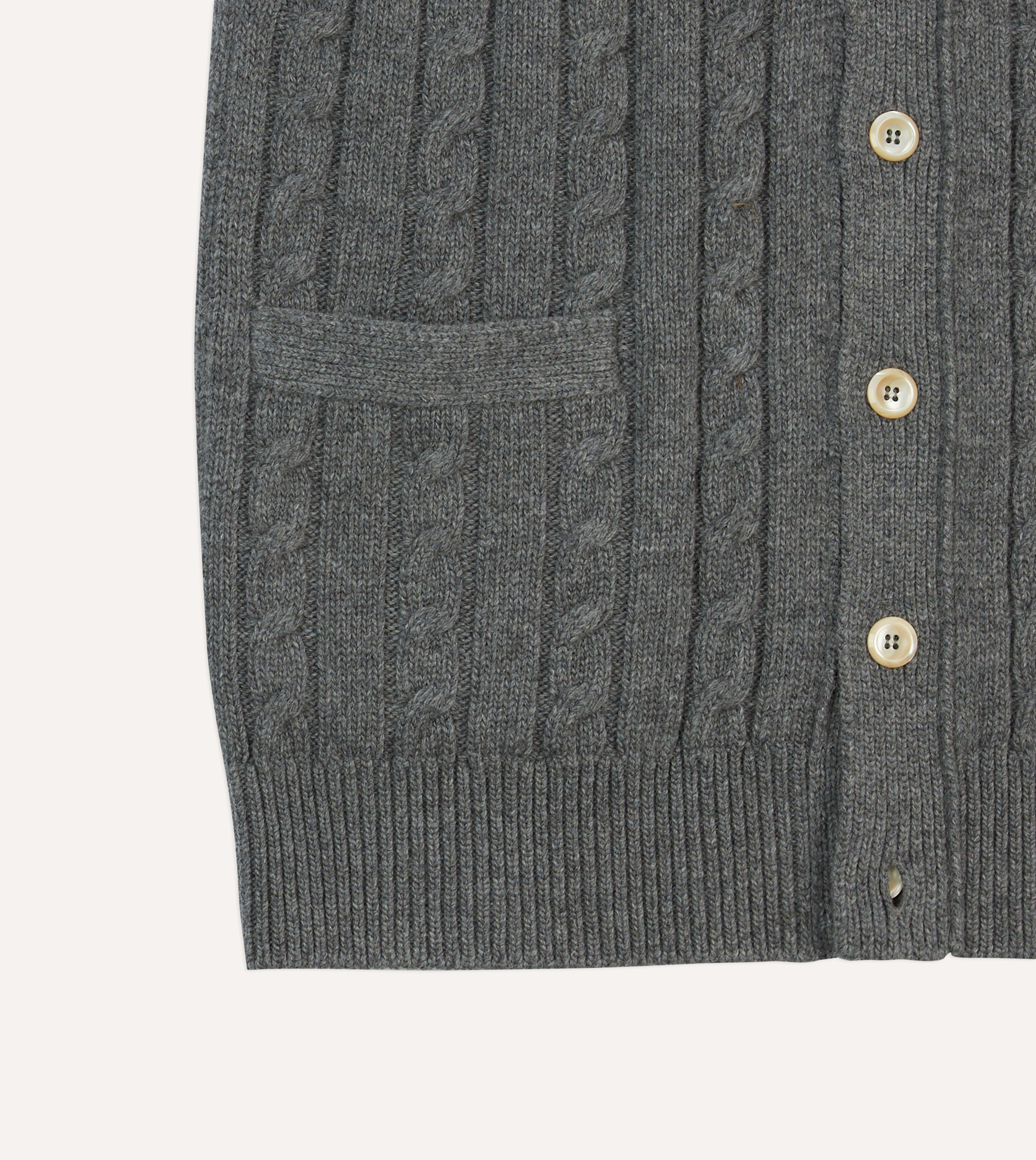 Grey Alpaca Lambswool Cable Knit Sleeveless Cardigan – Drakes US