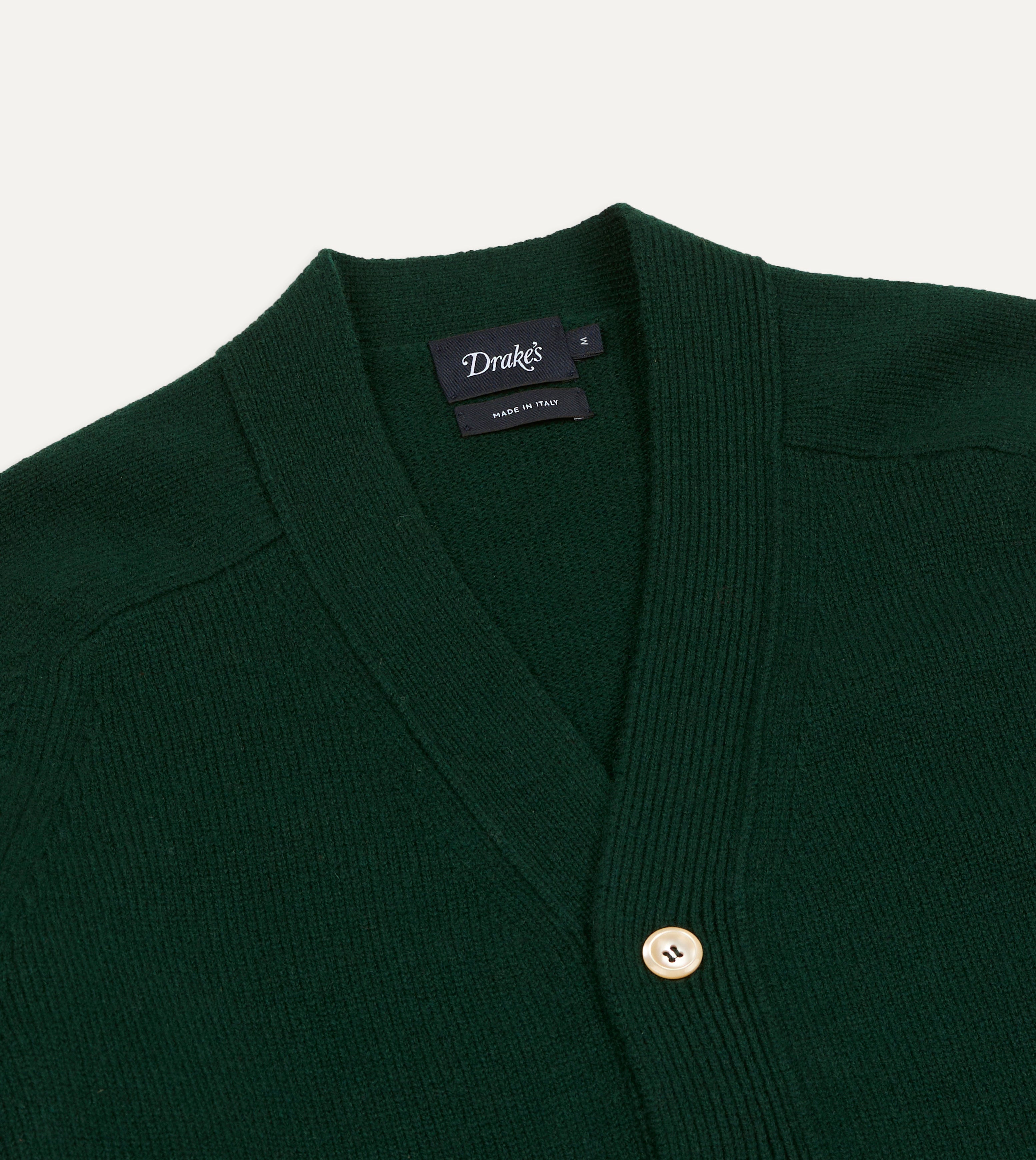 Dark Green Lambswool 6 Button Cardigan – Drakes US
