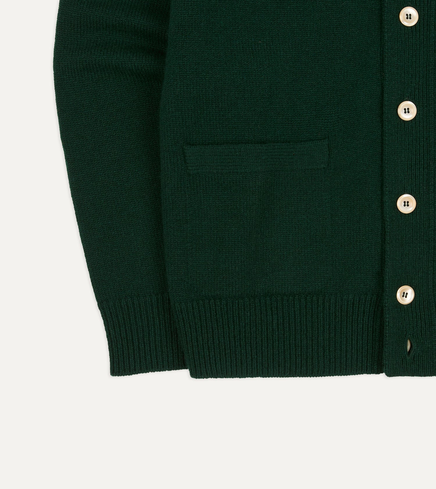 Dark Green Lambswool 6 Button Cardigan