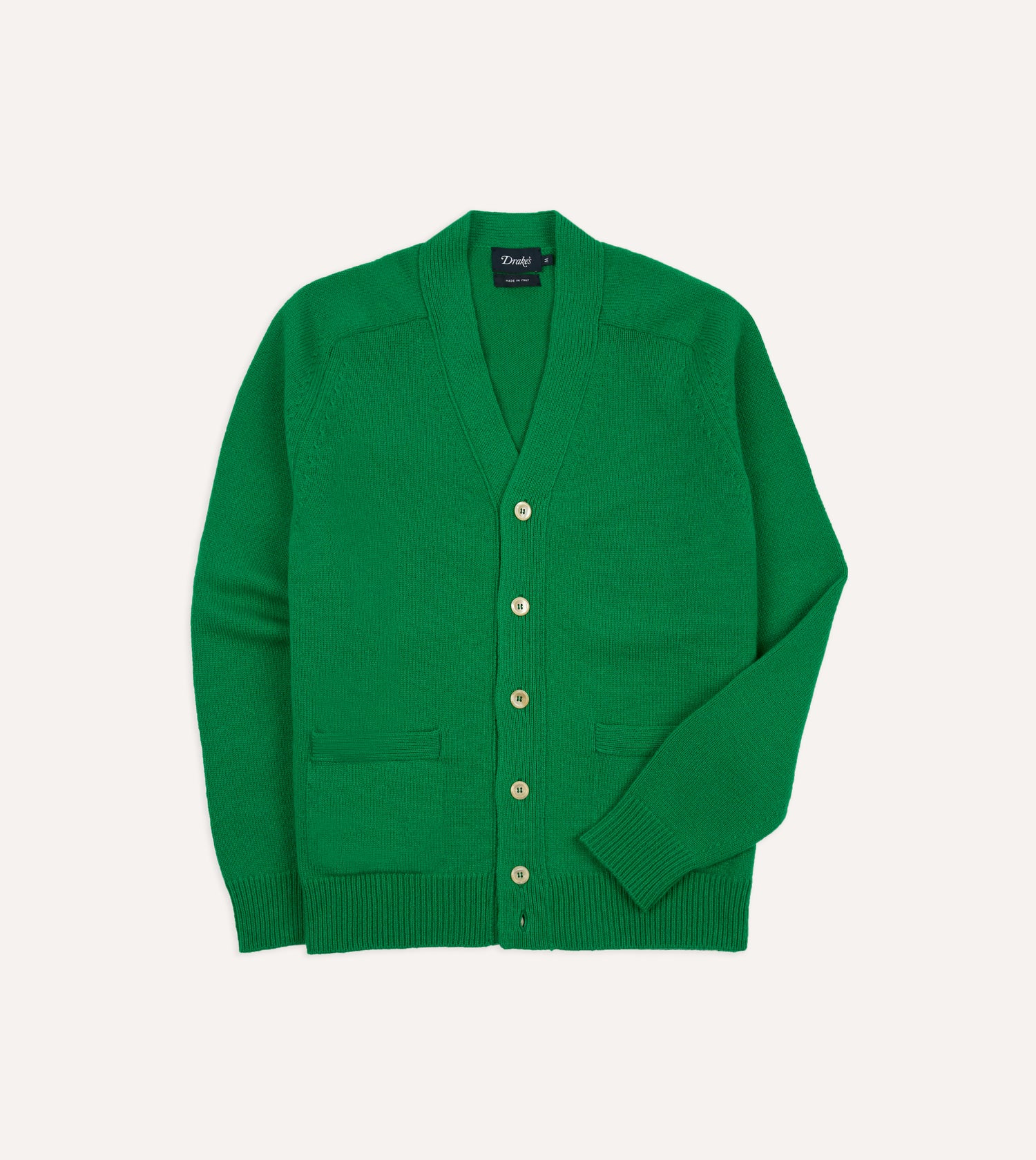 Green Lambswool 6 Button Cardigan