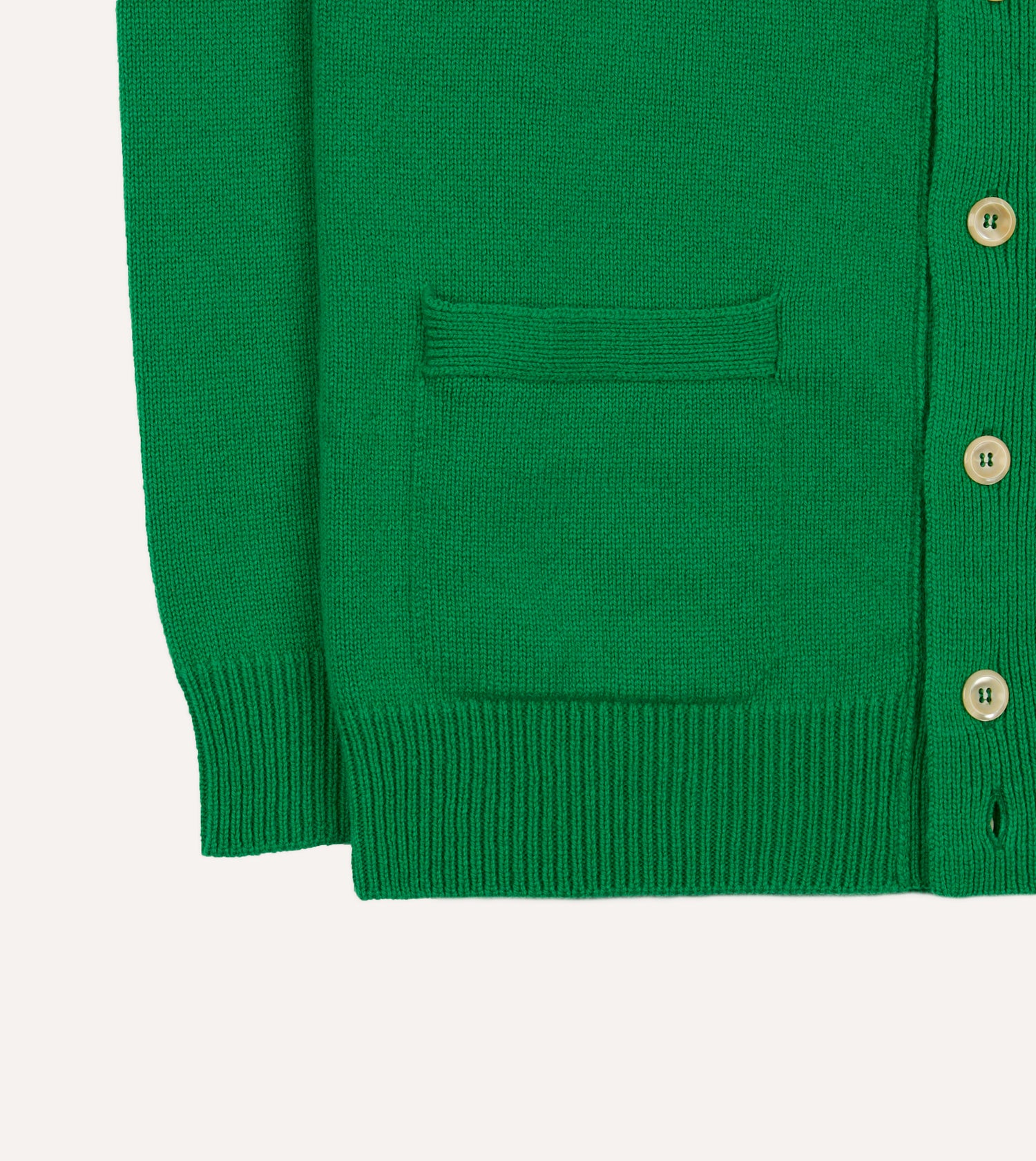 Green Lambswool 6 Button Cardigan