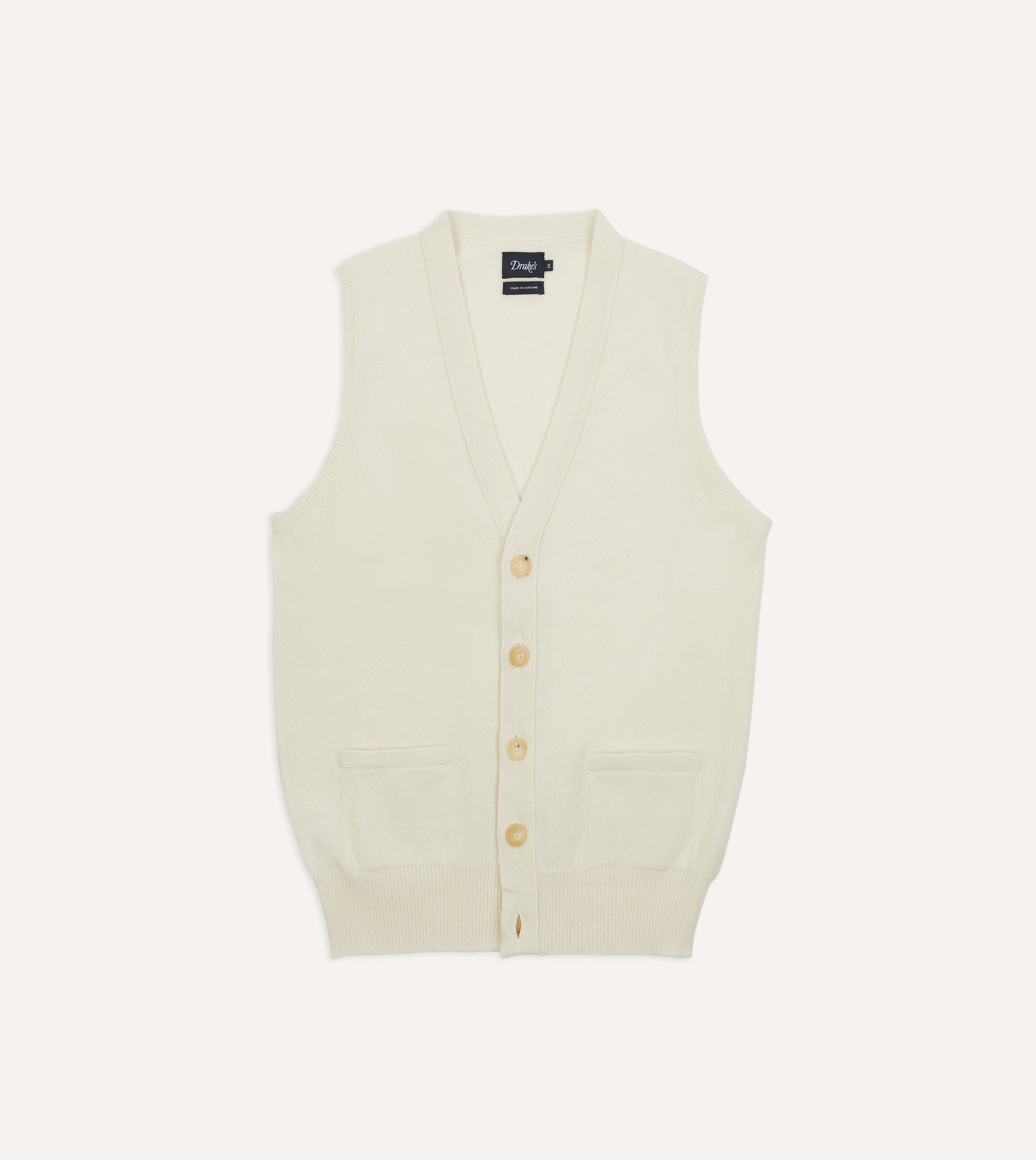 Ecru Lambswool Sleeveless Cardigan