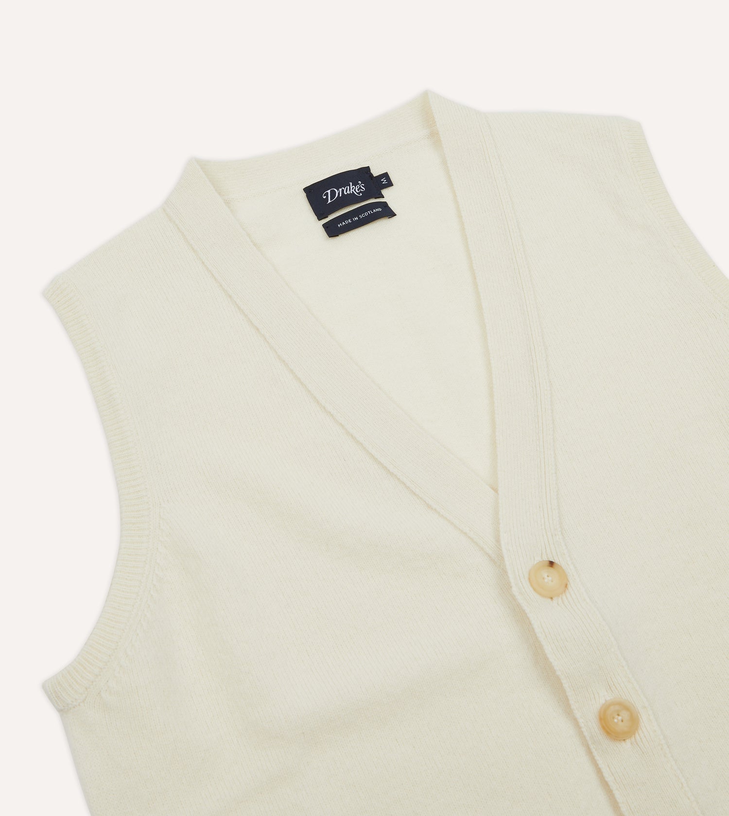 Ecru Lambswool Sleeveless Cardigan