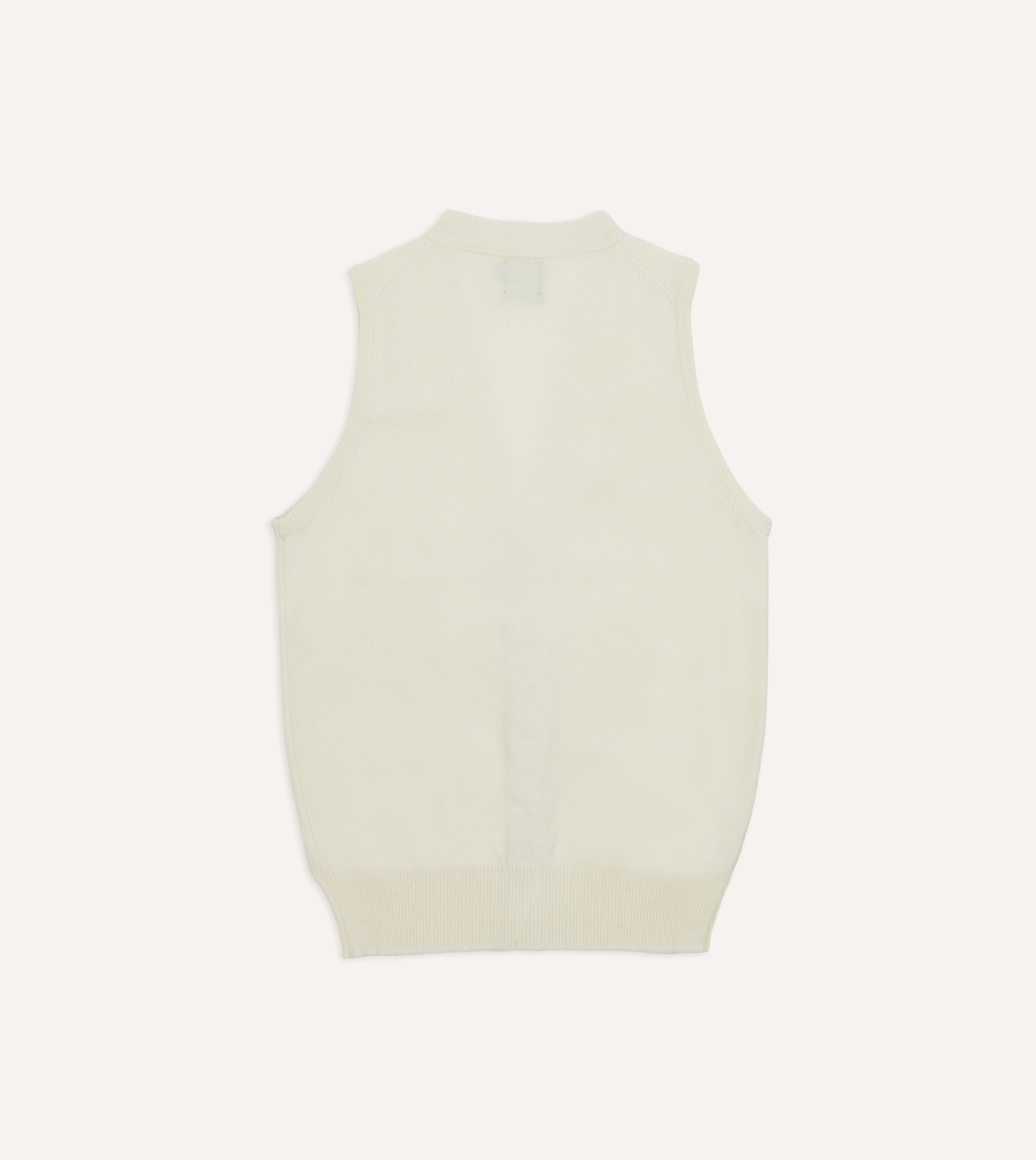 Ecru Lambswool Sleeveless Cardigan