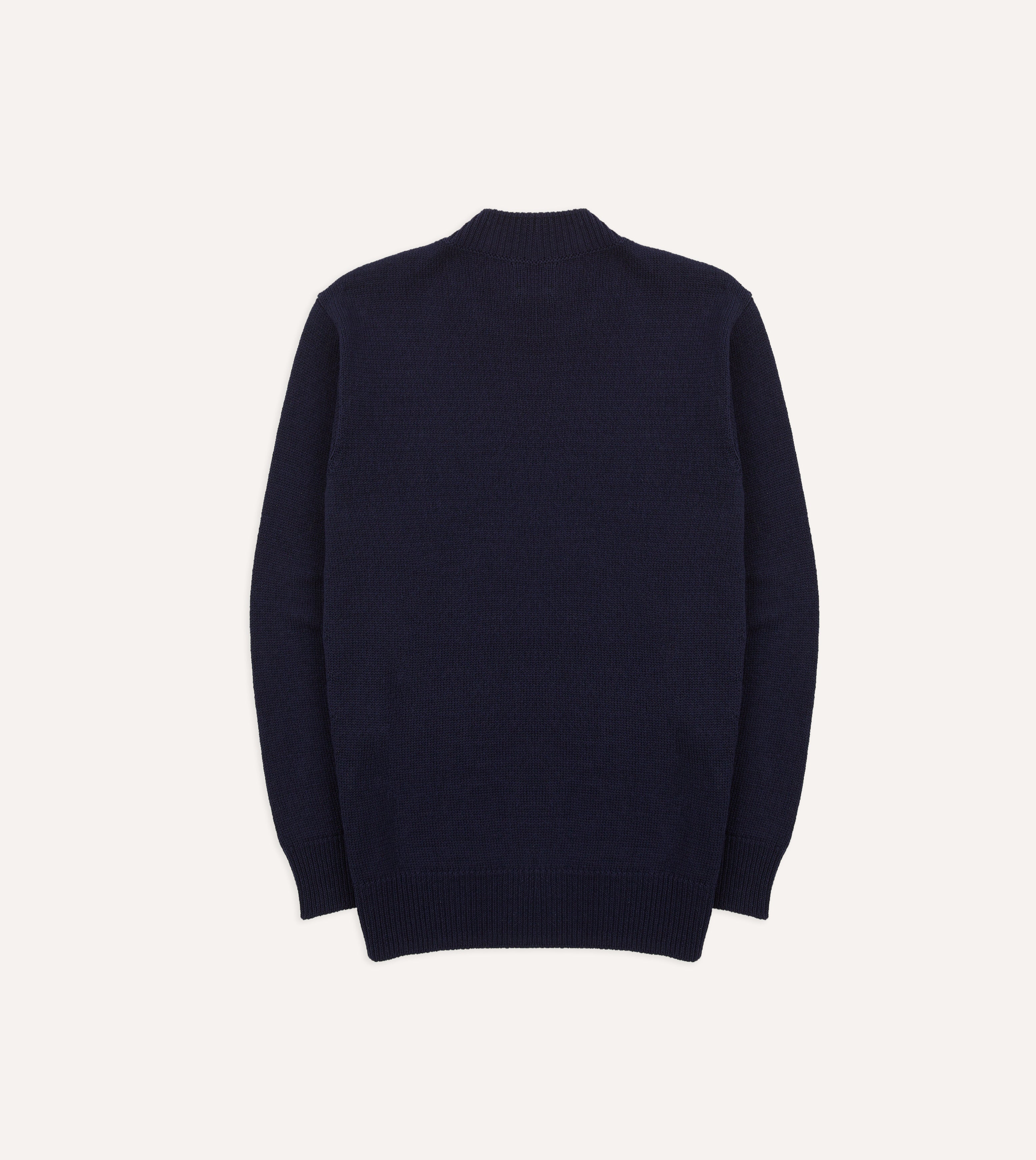 Navy Cotton Mock Neck Jumper – Drakes US