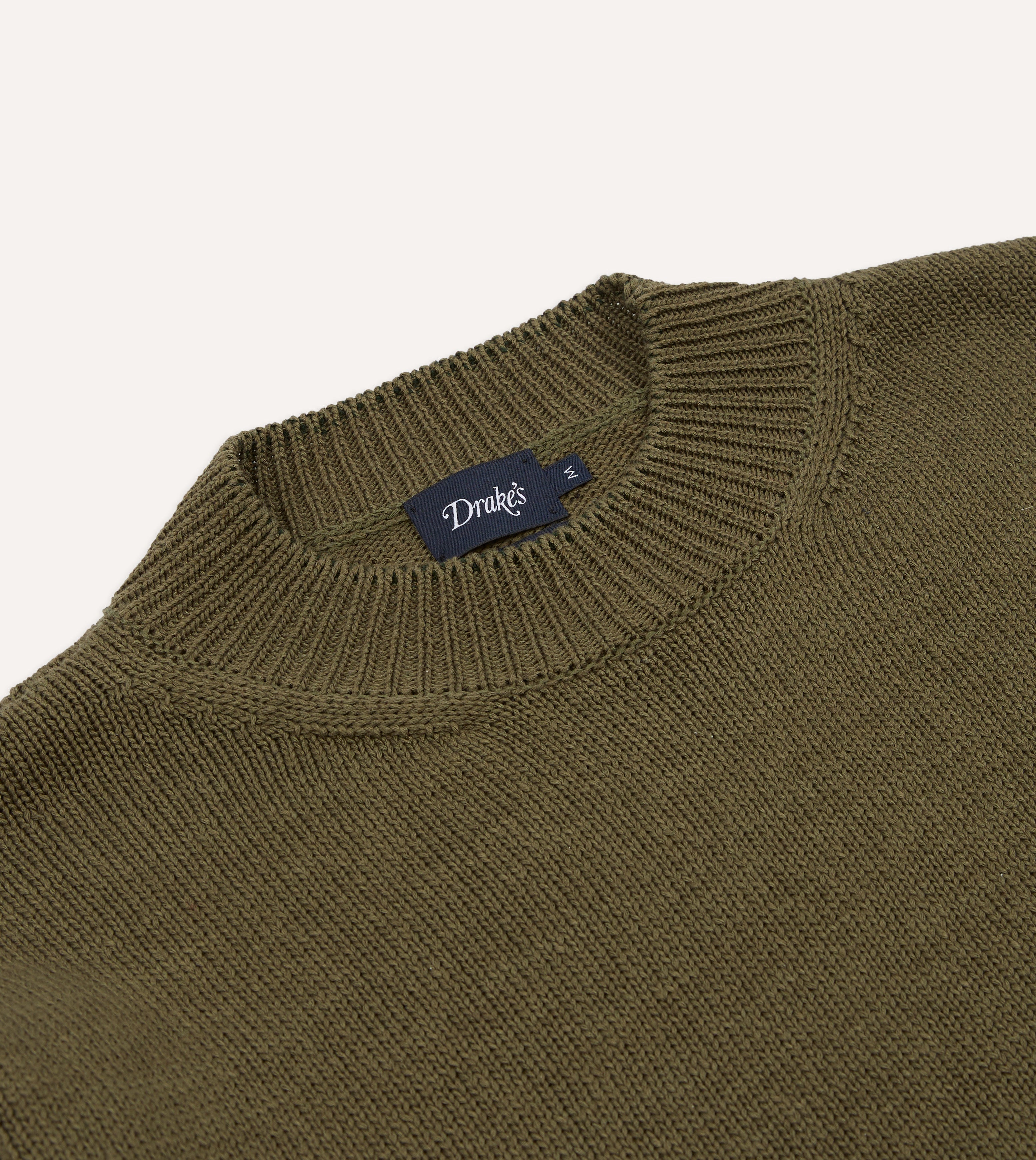 Olive Cotton Mock Neck Jumper – Drakes US