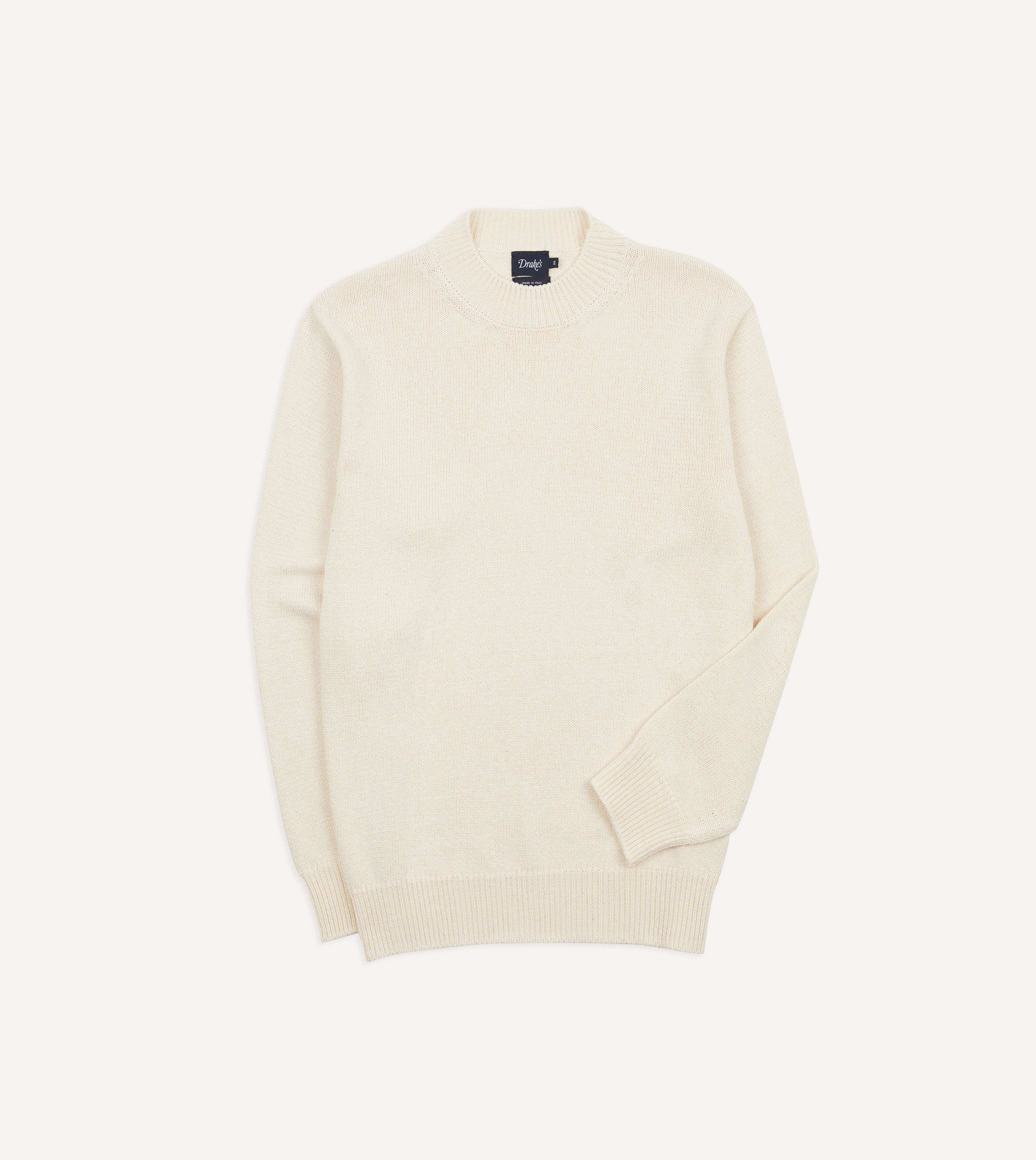 Ecru Cotton Mock Neck Jumper