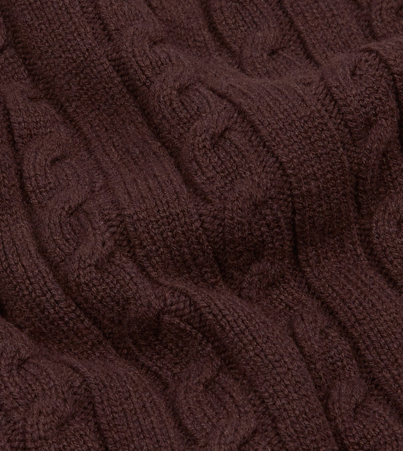 Brown Lambswool 6 Button Cable Knit Cardigan
