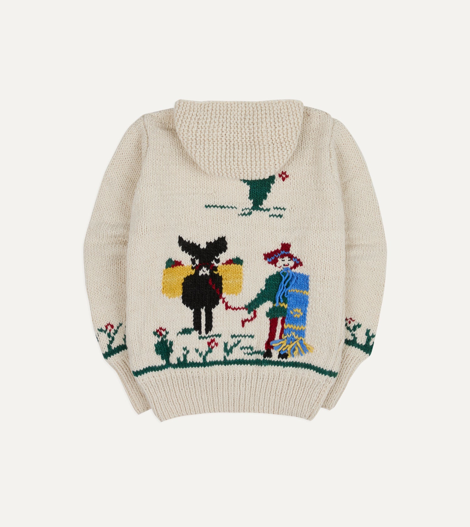 Chamula Ecru Souvenir Paisaje Shawl Collar Cardigan