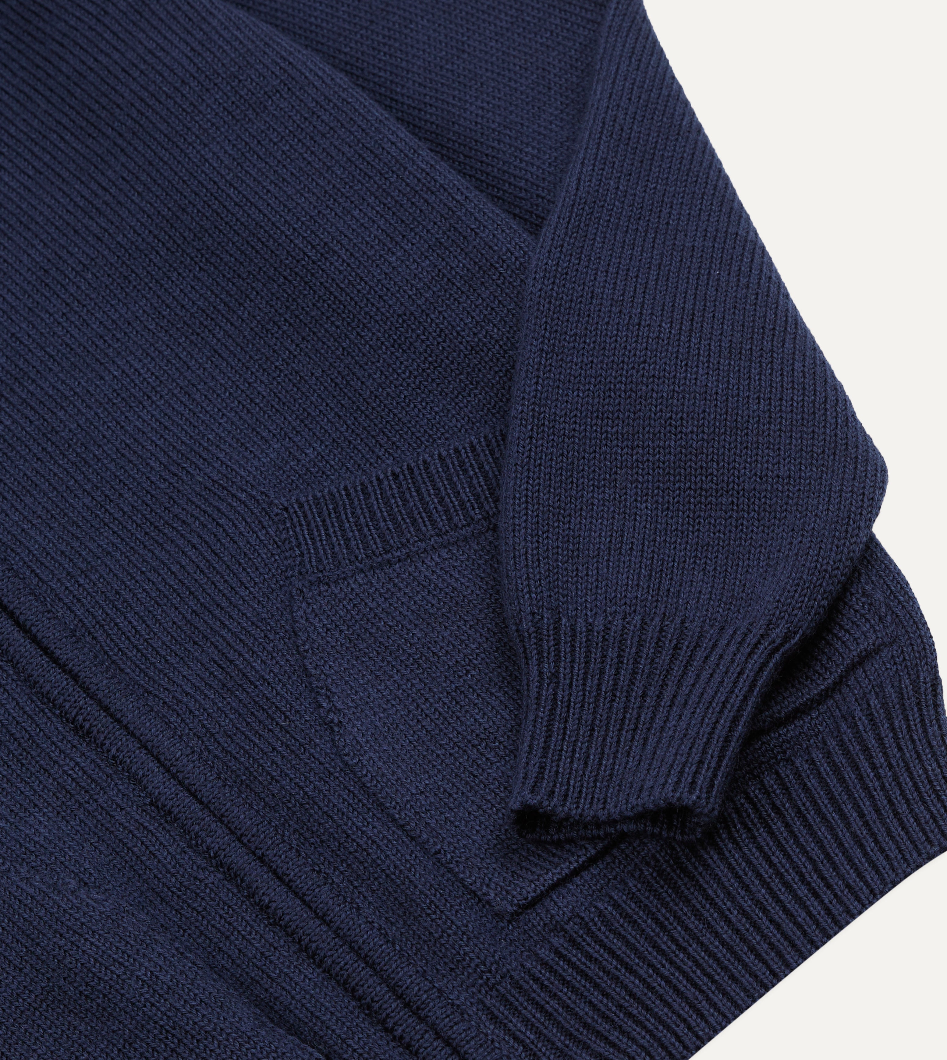 Navy Wool Zip-Through Cardigan – Drakes US
