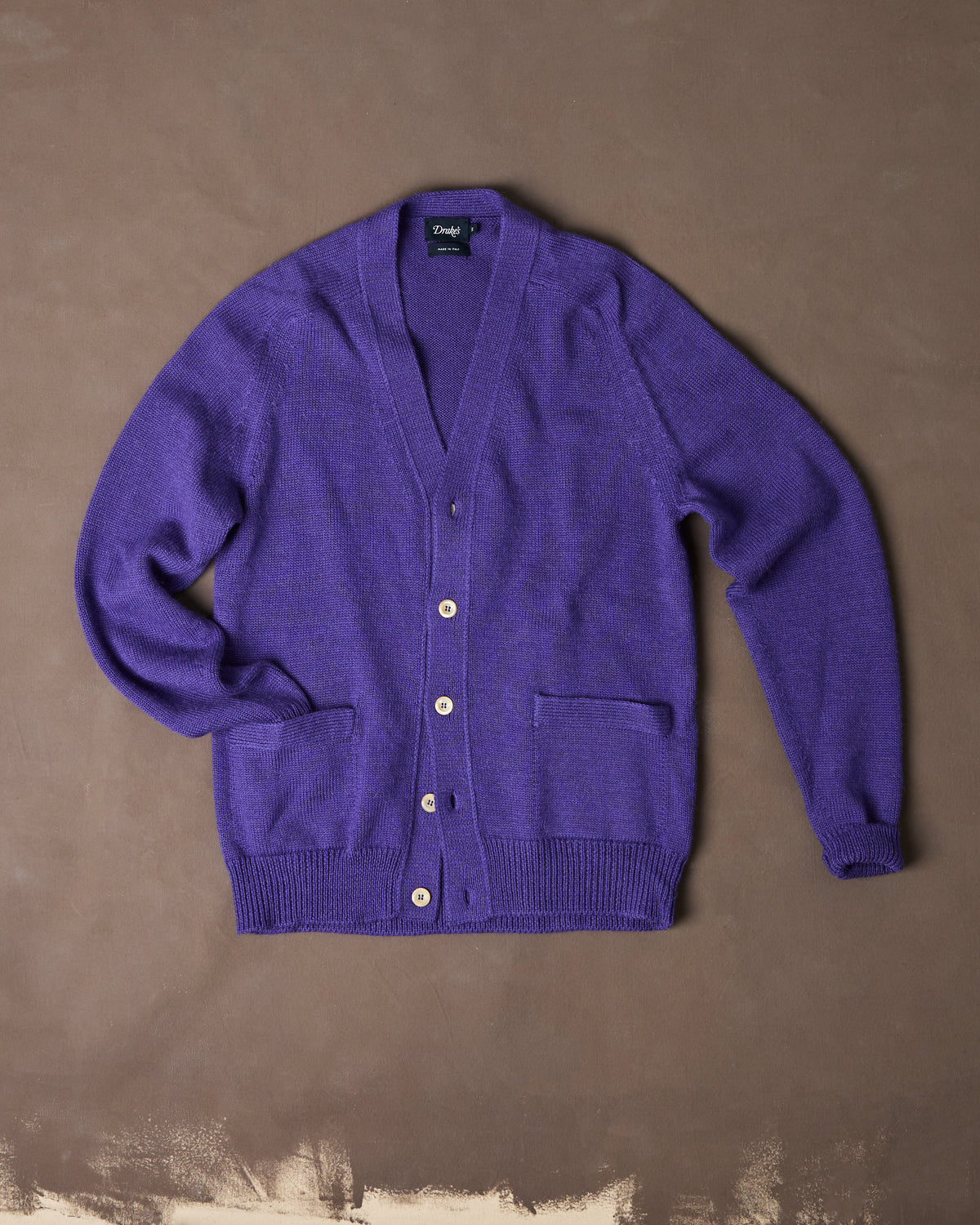Purple Wool-Alpaca 6 Button Cardigan