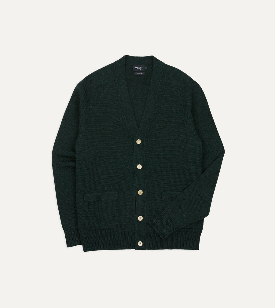 Green Wool-Alpaca 6 Button Cardigan