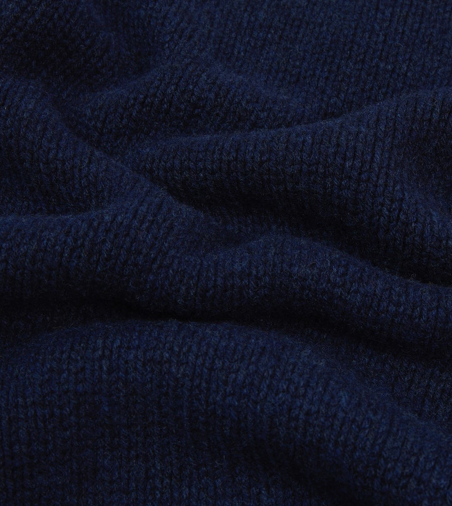 Navy Lambswool Submariner Roll Neck Jumper