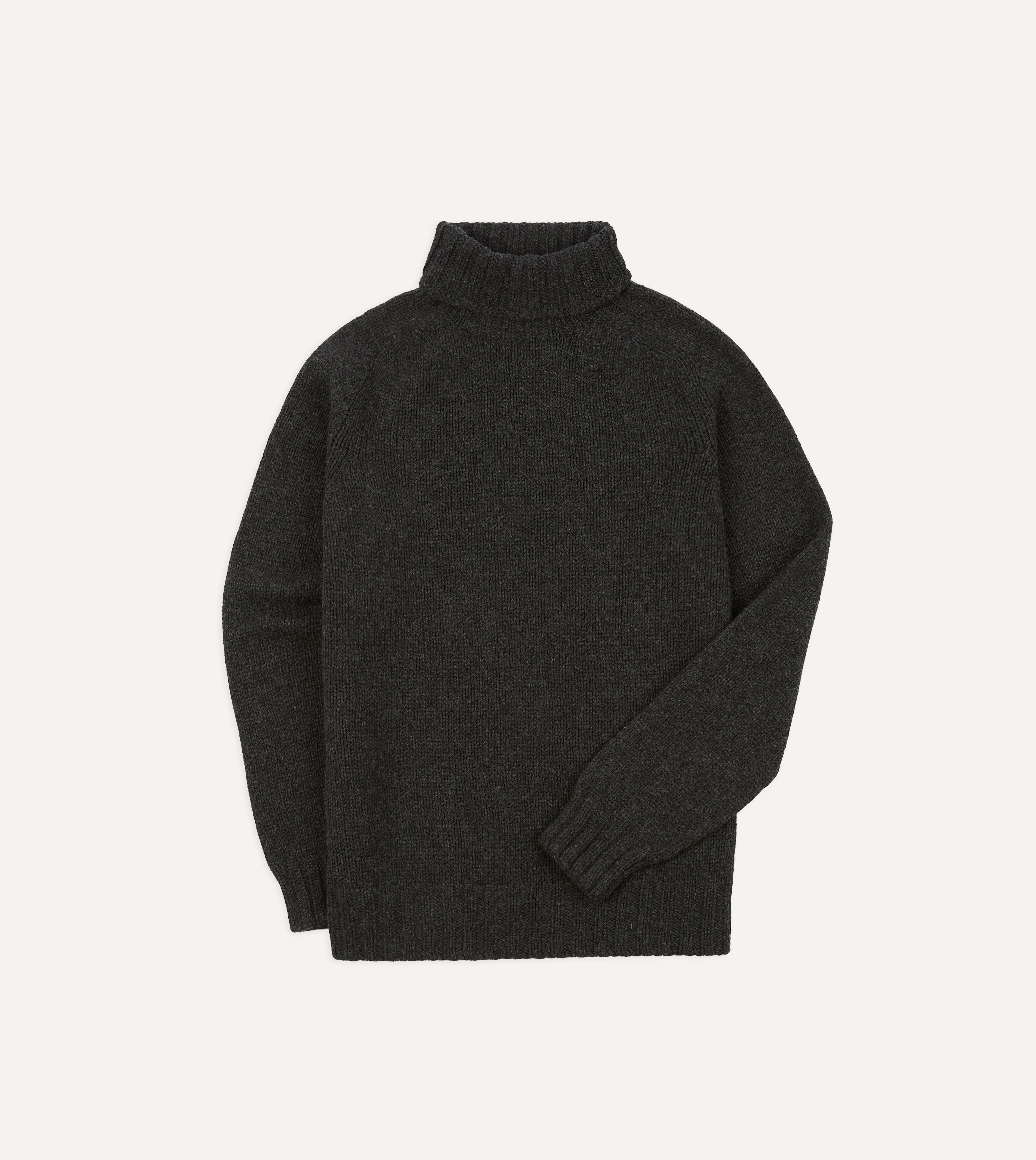 Charcoal Lambswool Submariner Roll Neck Jumper