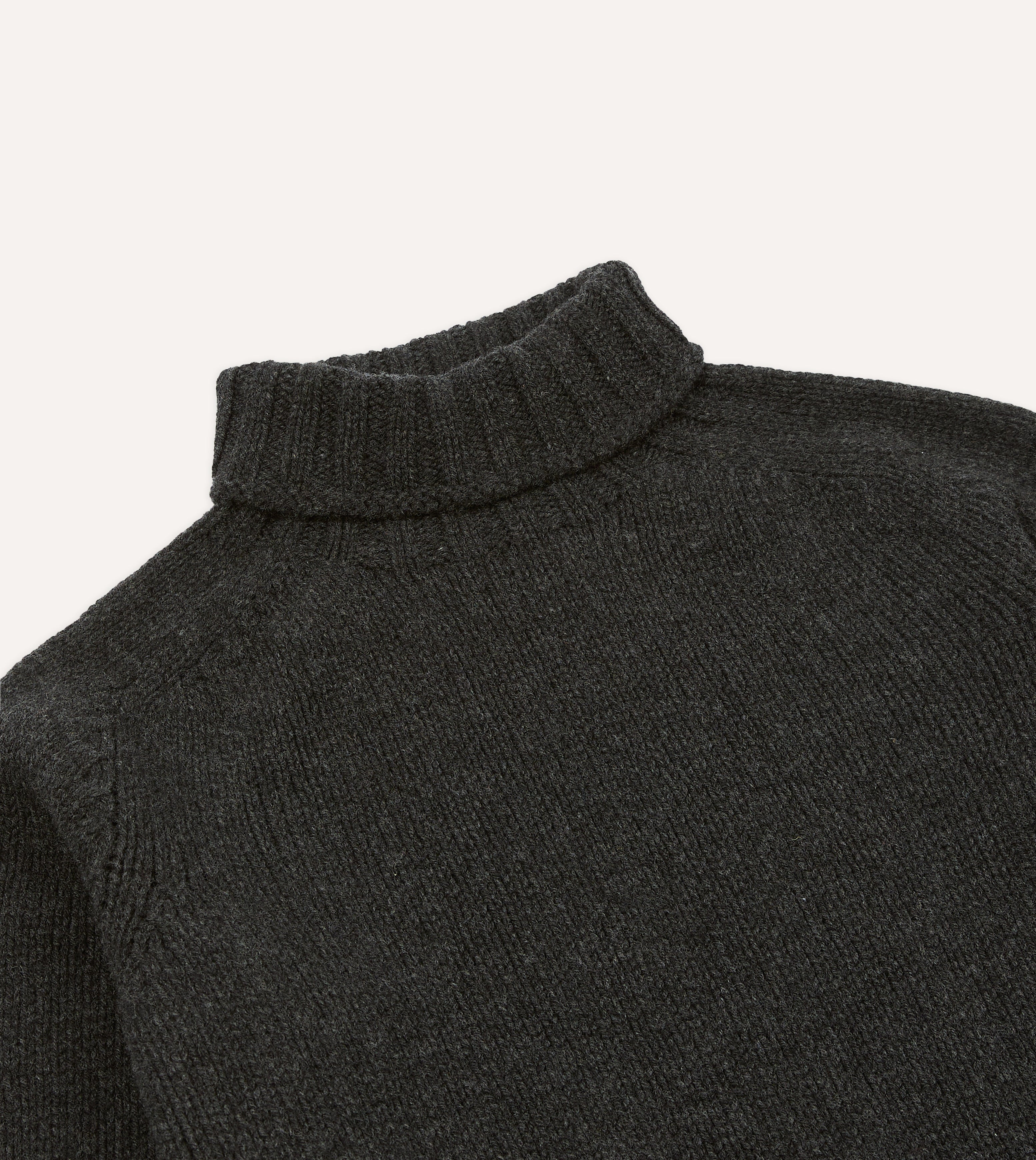 Charcoal Lambswool Submariner Roll Neck Jumper – Drakes US