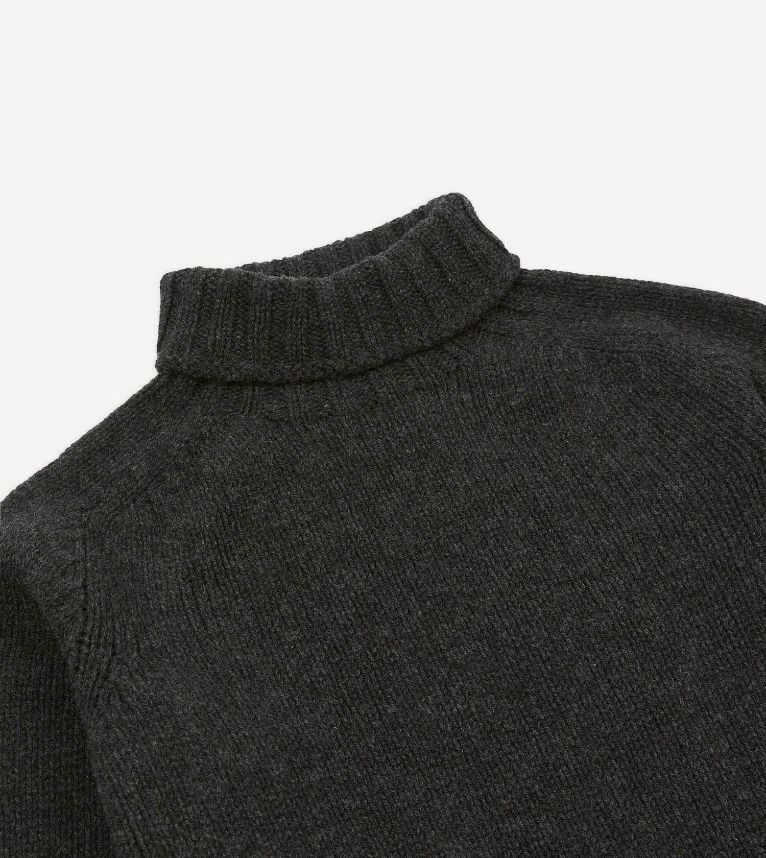 Charcoal Lambswool Submariner Roll Neck Jumper