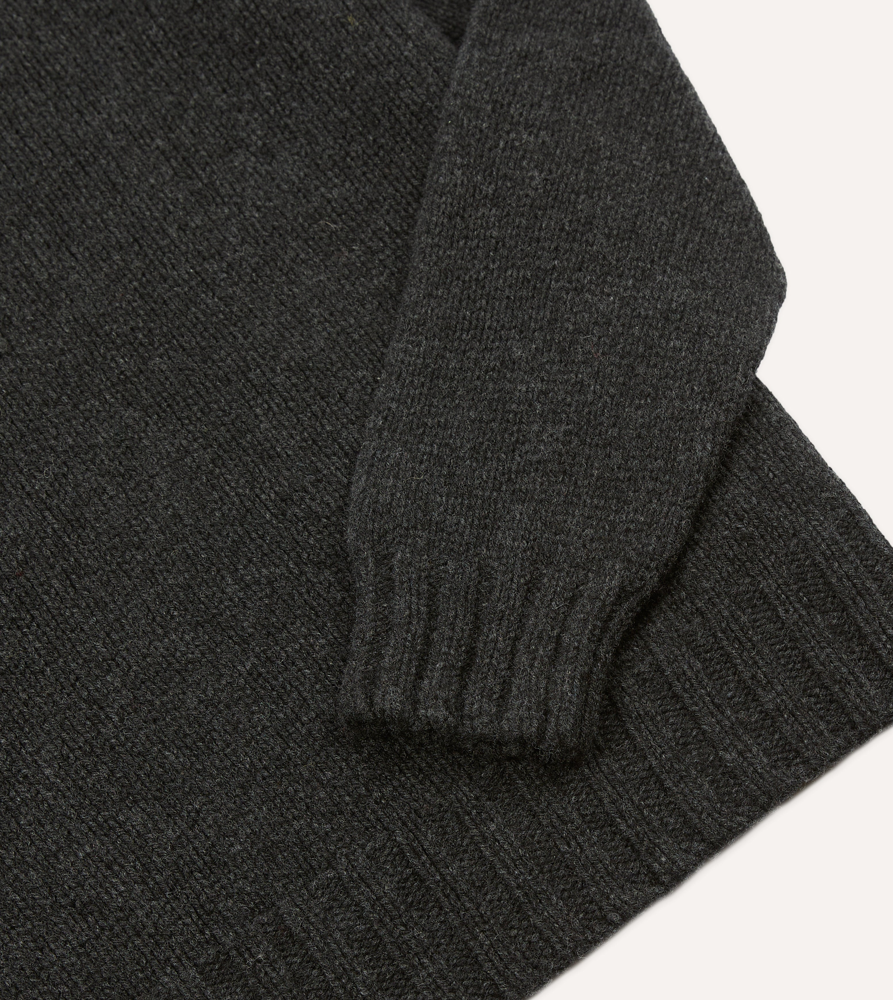 Charcoal Lambswool Submariner Roll Neck Jumper – Drakes US