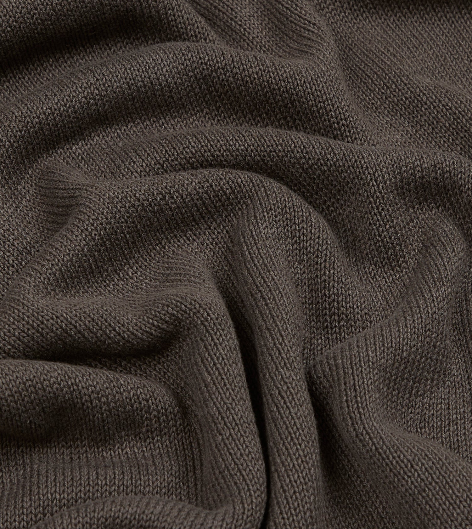 Brown Linen-Cotton Mock Neck Jumper
