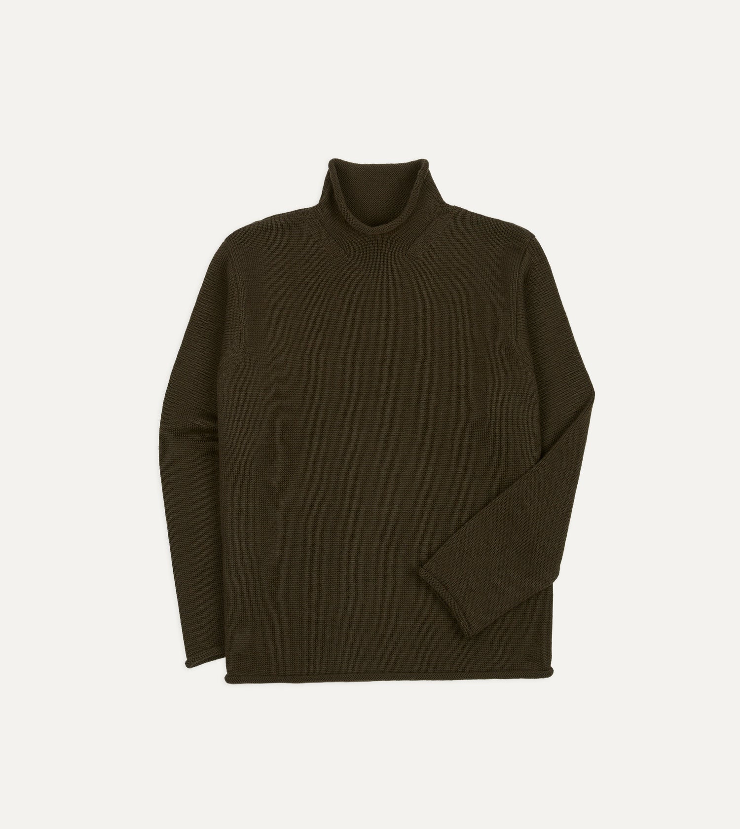 Olive Wool Mock Neck Jumper