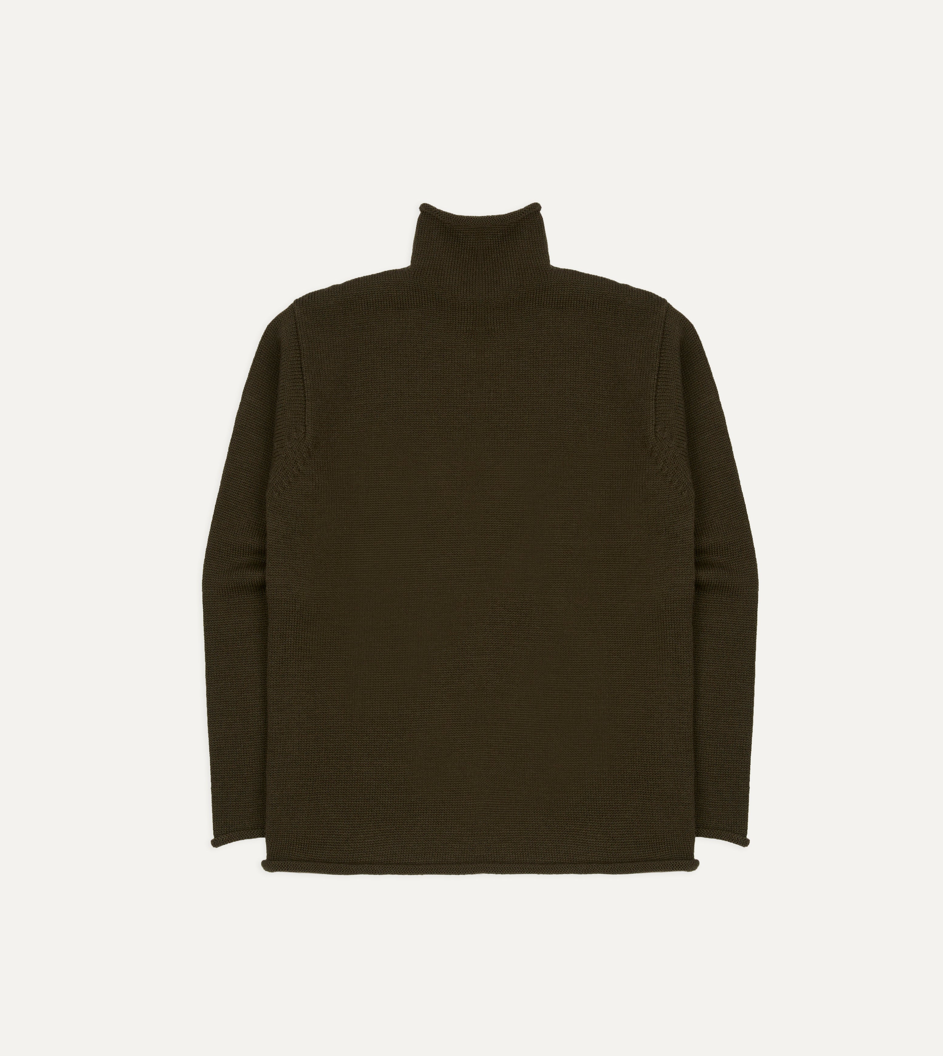Olive Wool Mock Neck Jumper