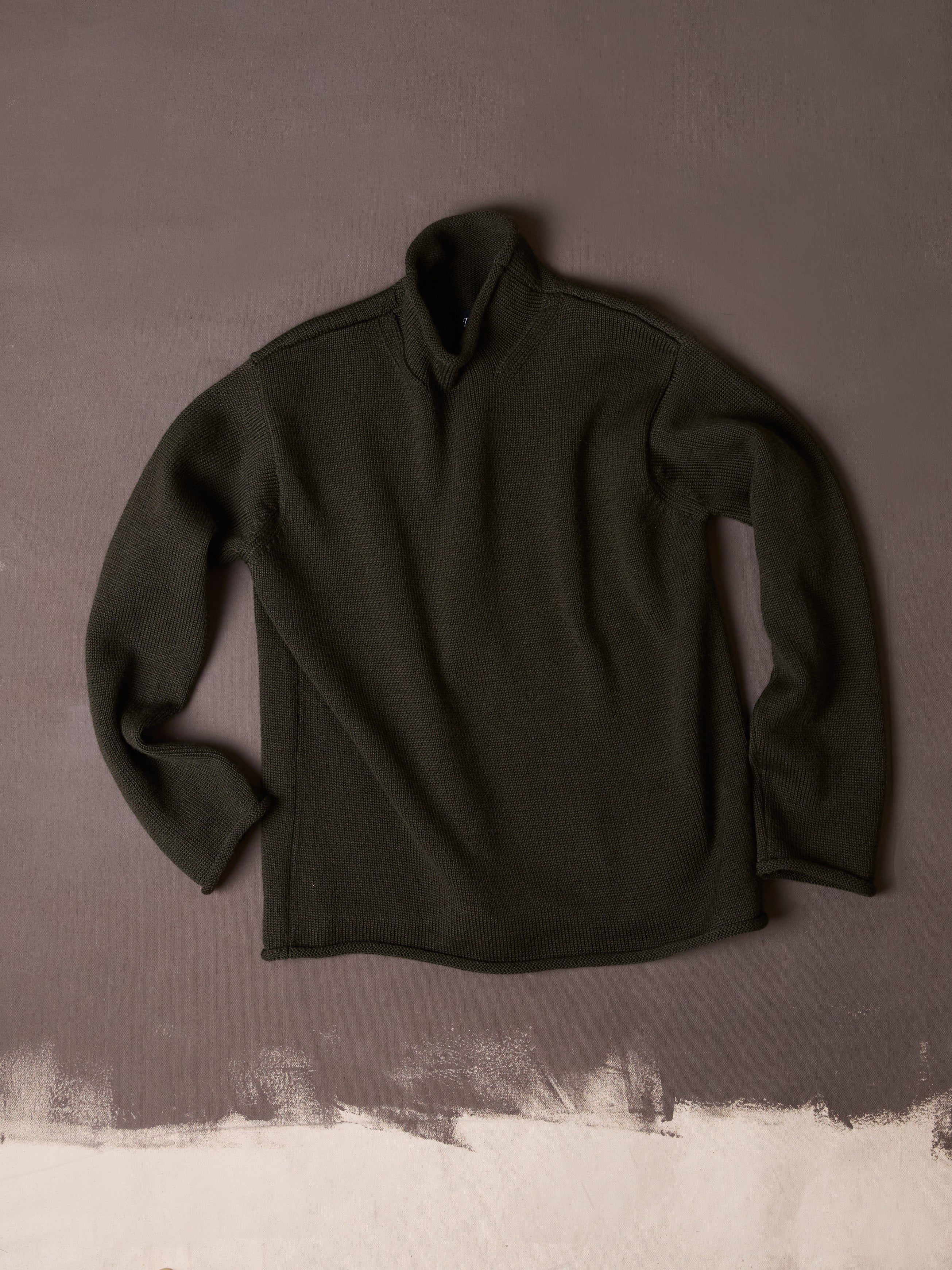 Olive Wool Mock Neck Jumper – Drakes US