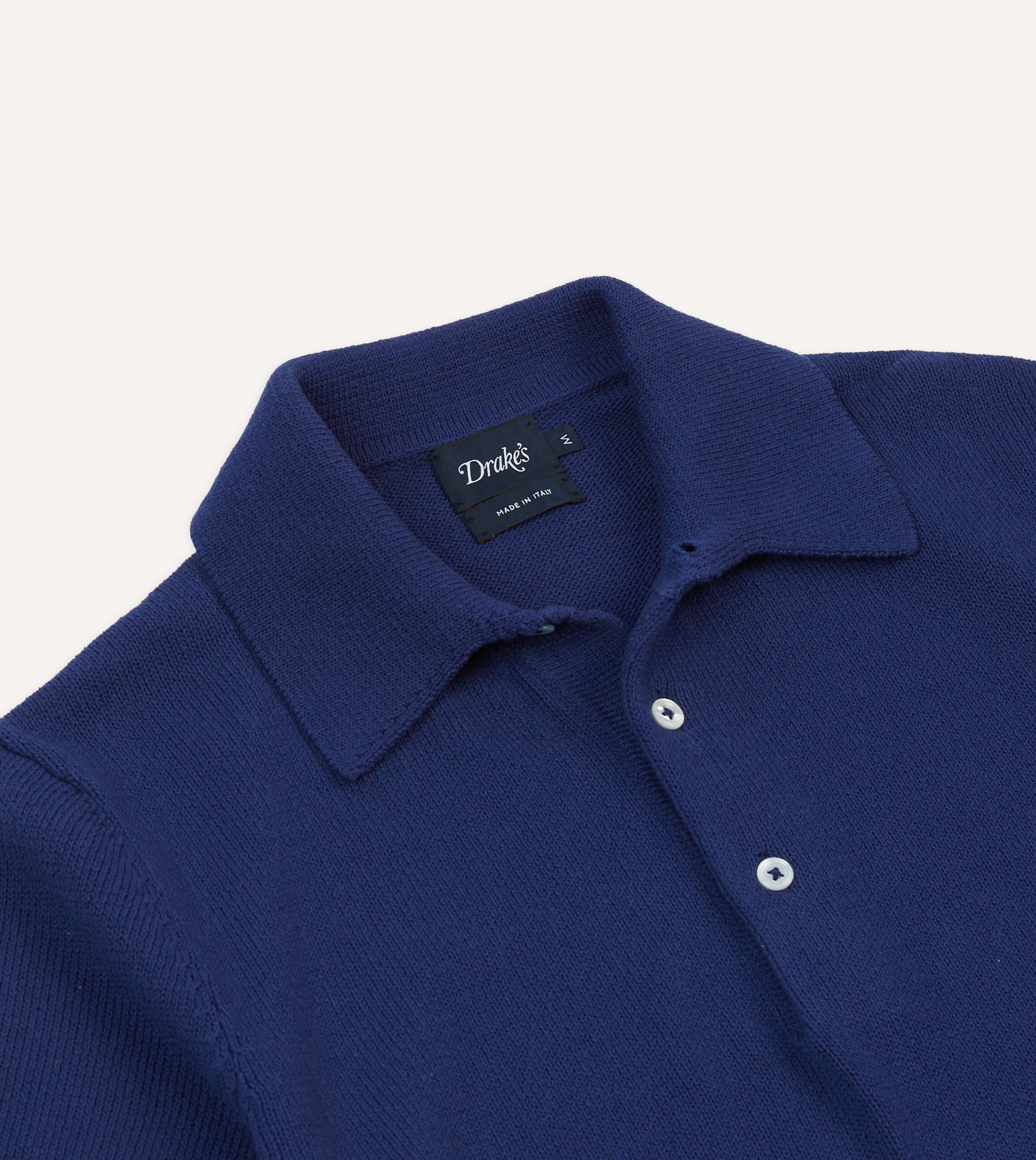 Blue Knitted Crepe Cotton Short-Sleeve Polo Shirt – Drakes US
