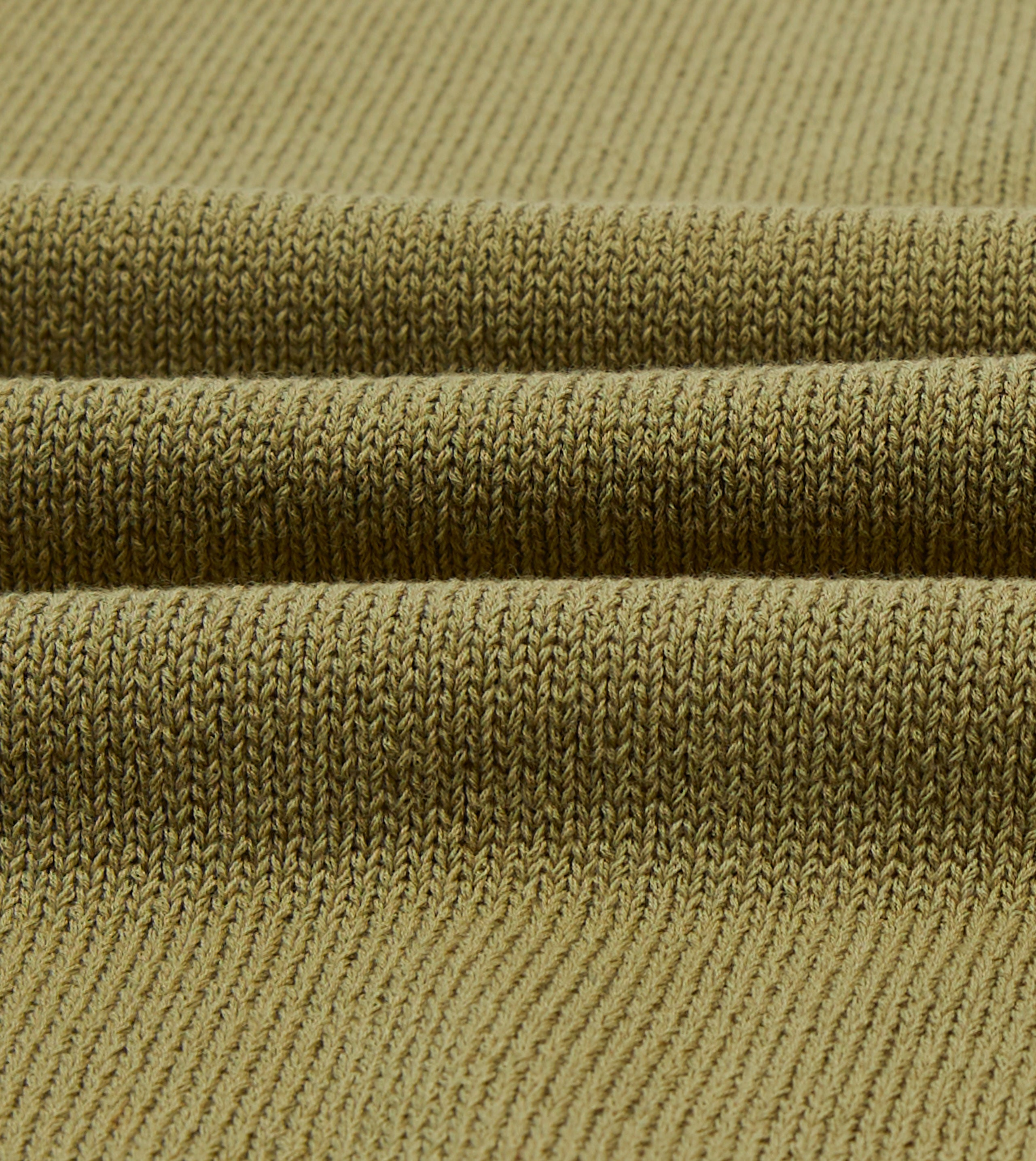 Green Knitted Crepe Cotton Short-Sleeve Polo Shirt